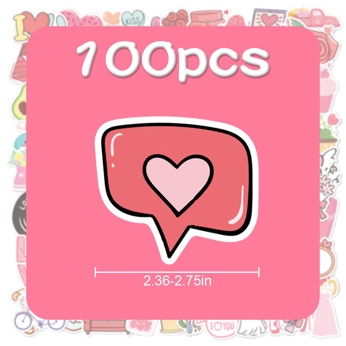 100PCS Heart Shape Love Stickers - Waterproof Vinyl Stickers for Valentine's Day, Wedding, Luggage, Laptop & Gift Decorations - Perfect for DIY Crafts, Scrapbooking & Romantic Letter Decoration
