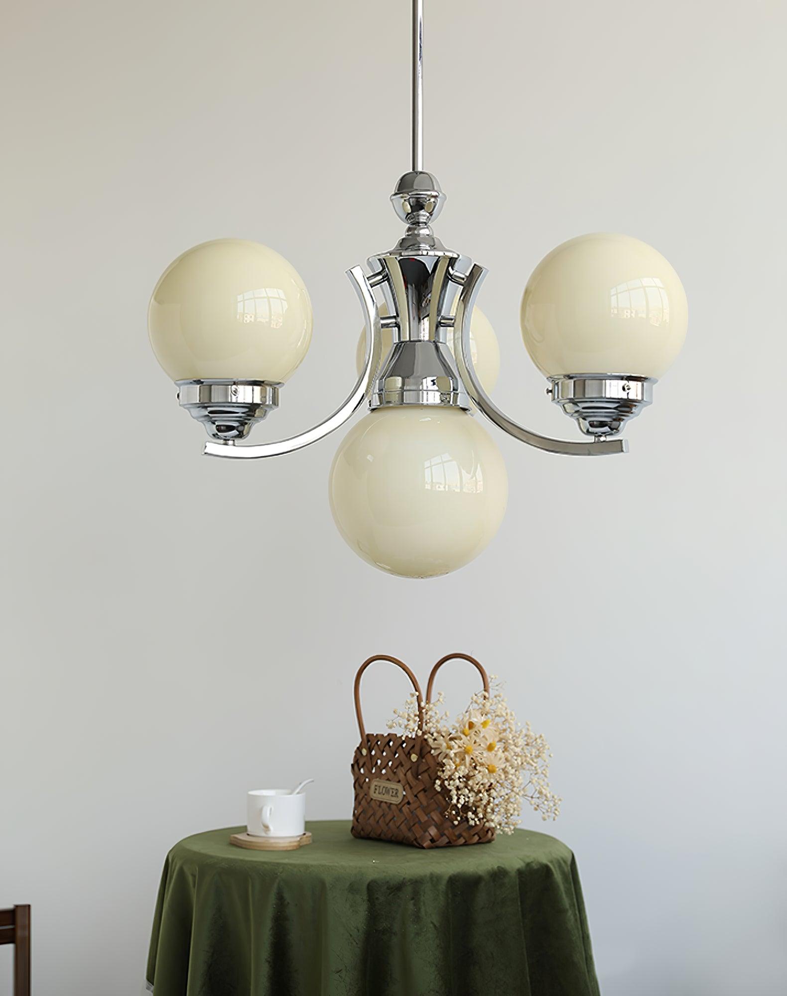 Stylish Dewdrop Globe Chandelier - Modern Crystal Glass Pendant Light Fixture for Dining Room, Bedroom, or Living Room Decor