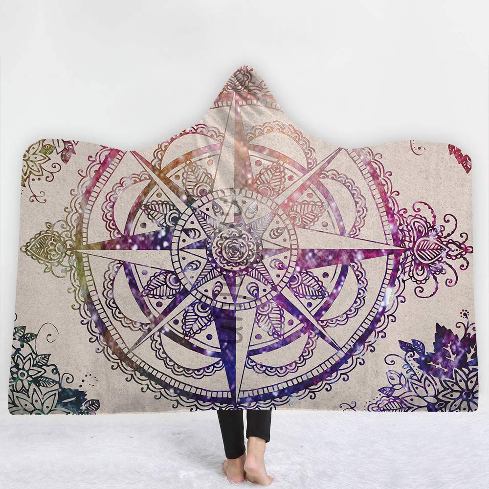 WSHINE Compass Sherpa Fleece Throw Blanket for Adults - Soft Plush Wrap Blanket 80