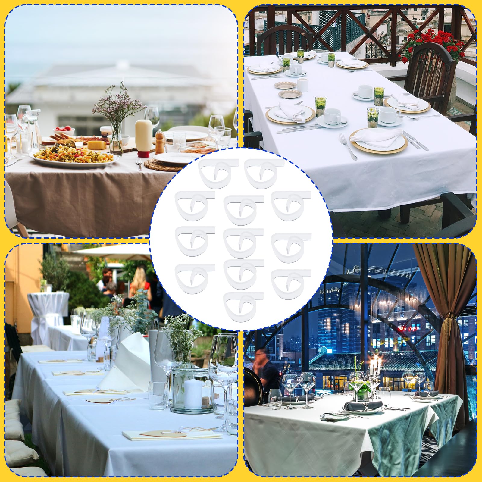 12pcs Transparent Plastic Tablecloth Clips - Heavy Duty Picnic Table Clamps for Outdoor Dining, Party & Camping | Perfect for Christmas Decor, Wedding Receptions, Home Gatherings & Camping Trips