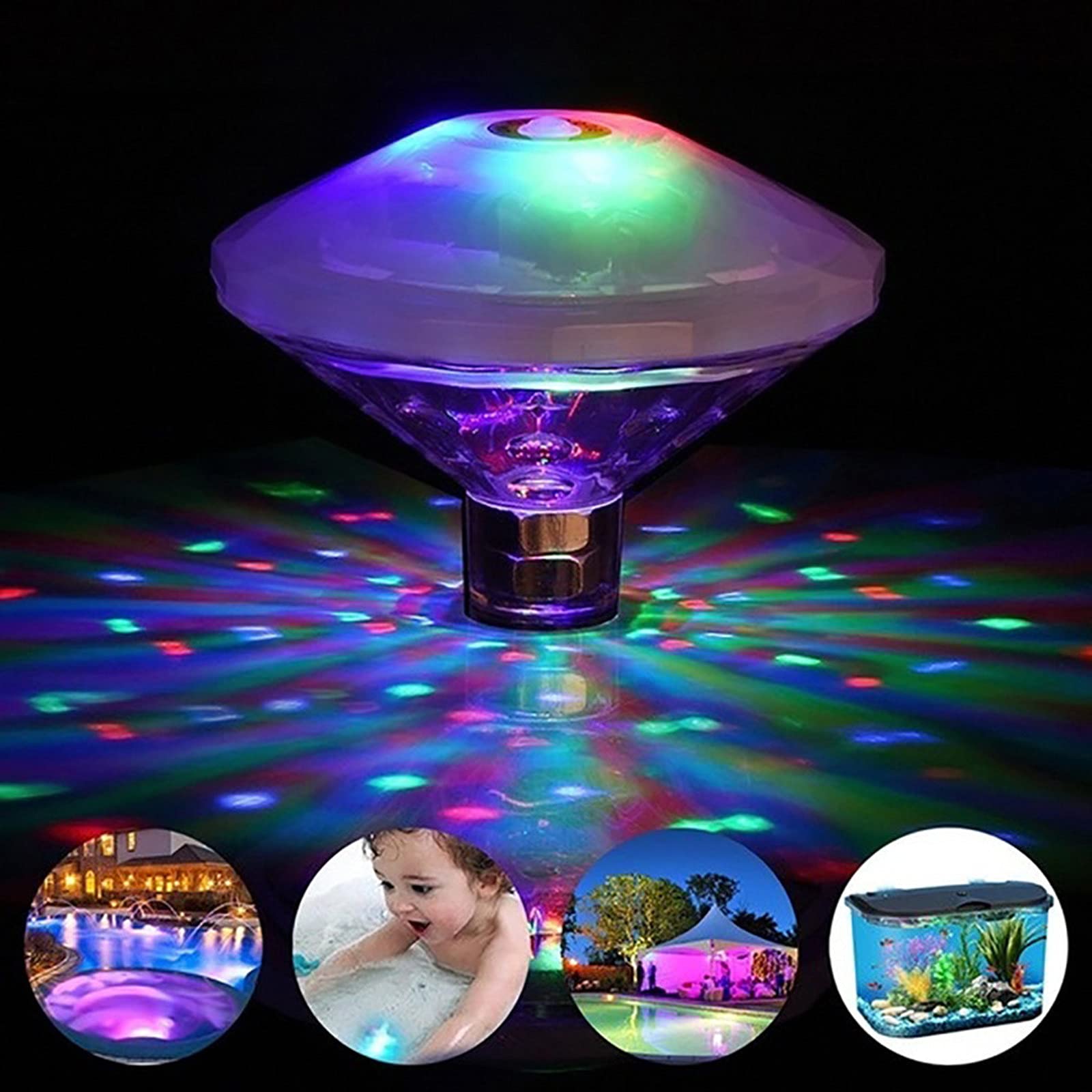 RGB LED Floating Pool Light - 7 Color Changing Underwater Light for Swimming Pools, Hot Tubs & Spas | Waterproof Disco Party Light for Night Swimming, Bath Time & Outdoor Decor