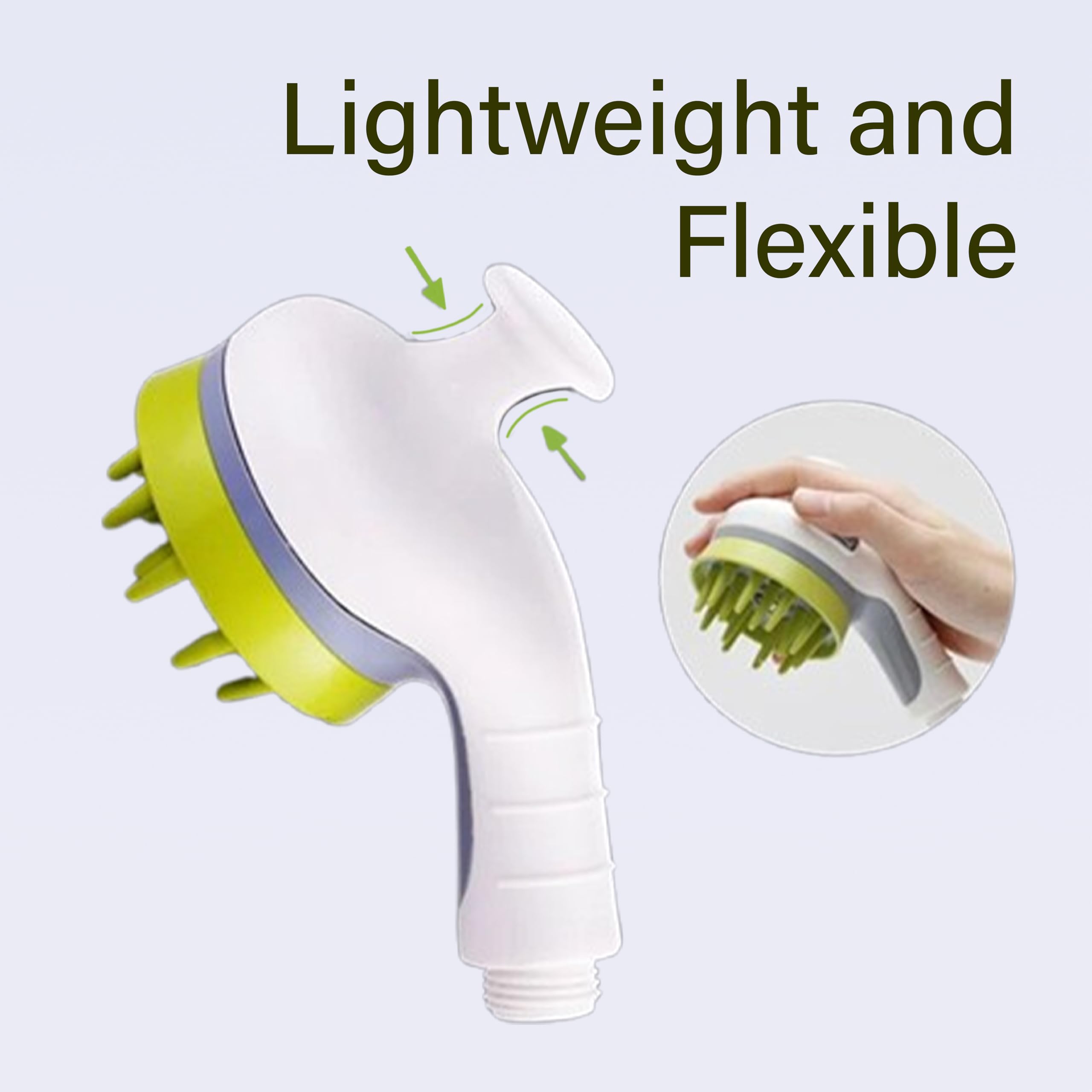 Dog Shower Sprayer Attachment with Massage Head - Pet Bathing Tool for Dogs & Cats - Adjustable Shower Brush for Indoor & Outdoor Grooming - Perfect for Bathroom, Yard, and Travel Use (White)