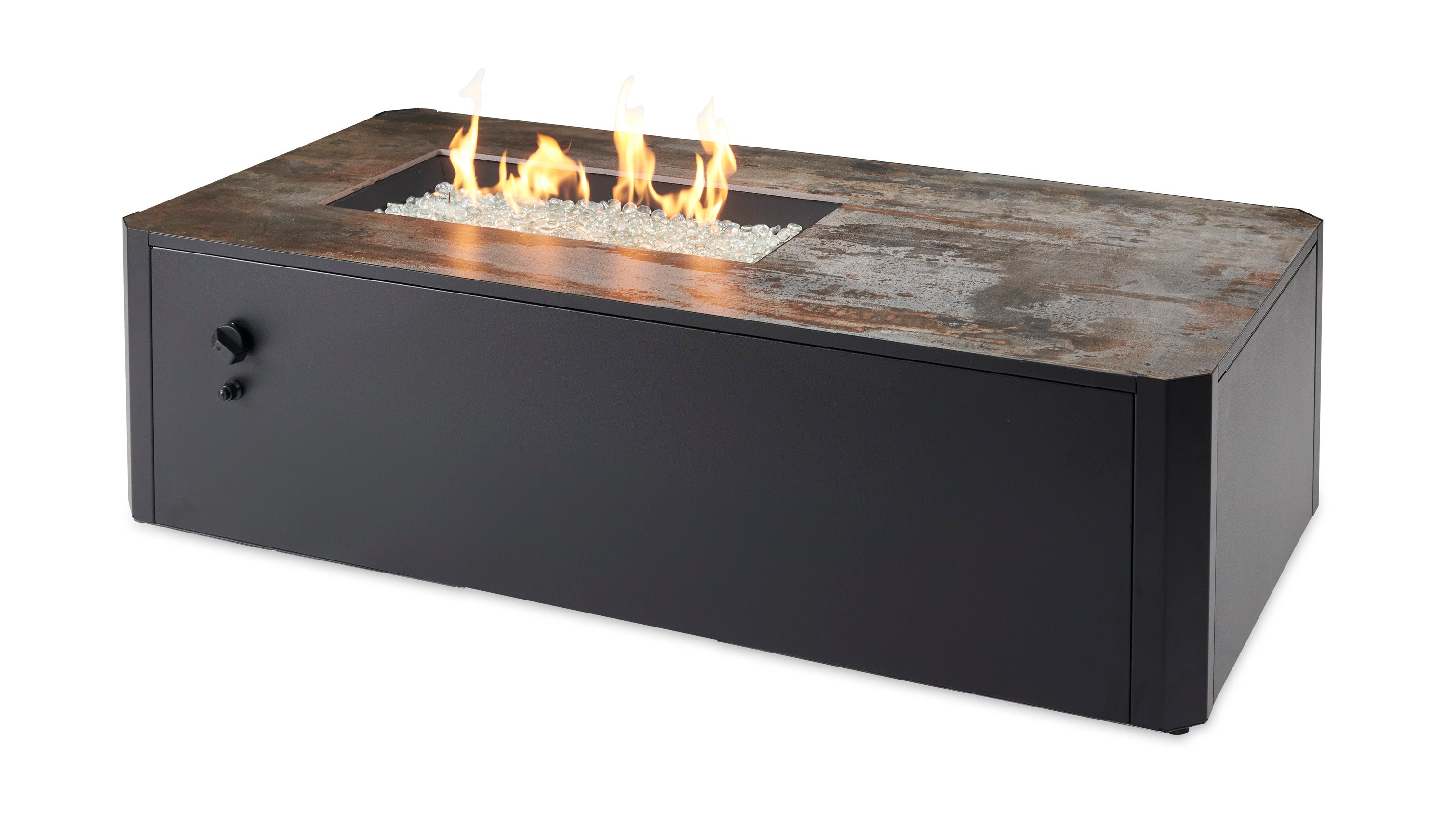 The Outdoor GreatRoom Company Kinney 55-Inch Rectangular Natural Gas Fire Pit Table with 24-Inch Crystal Fire Burner - Convertible to Propane with Included Fittings (Model KN 1224) - Perfect for Patio, Backyard, and Outdoor Living Spaces