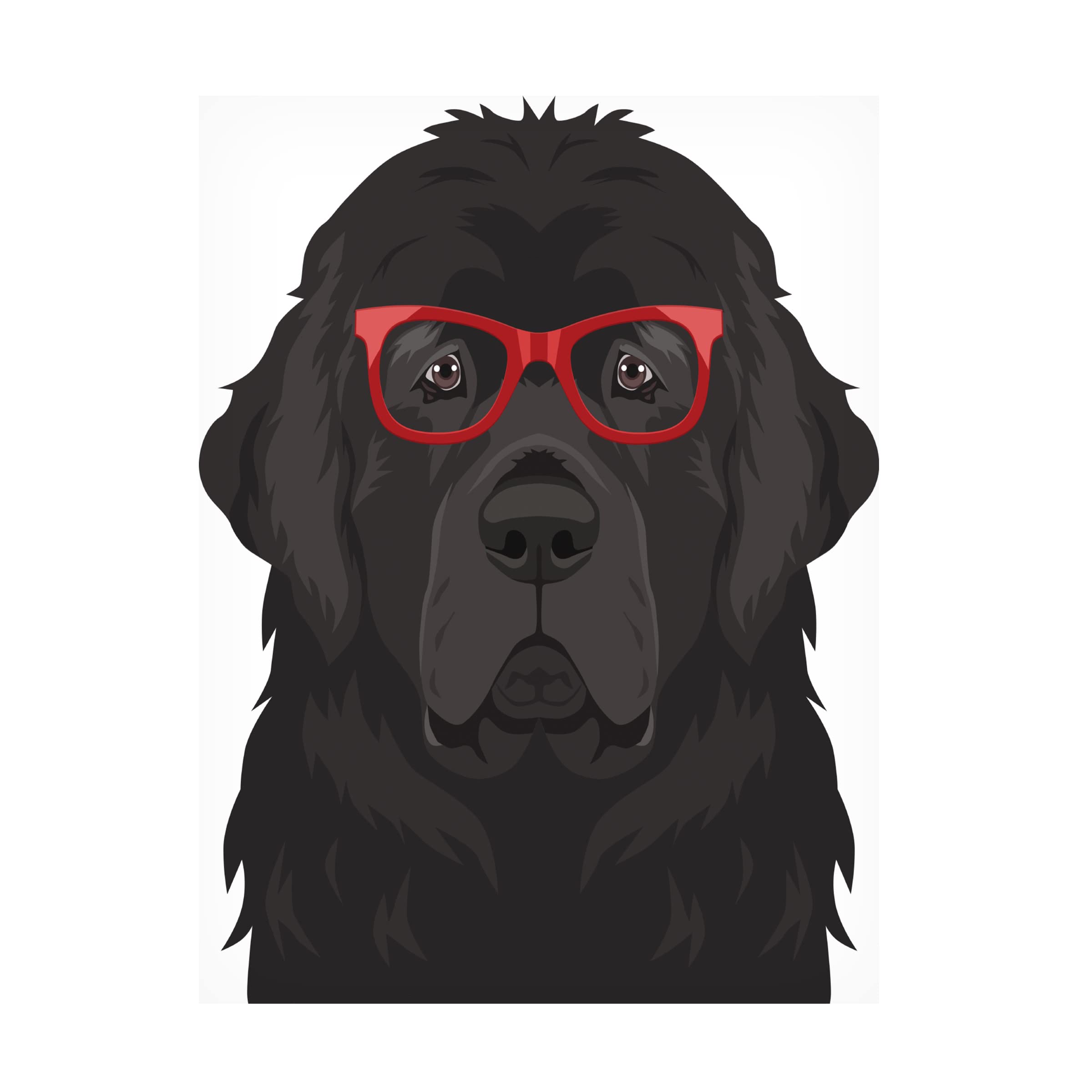 Trademark Fine Art 'Newfoundland Wearing Hipster Glasses' Canvas Wall Art Print - Funny Dog Portrait for Living Room, Office & Home Decor