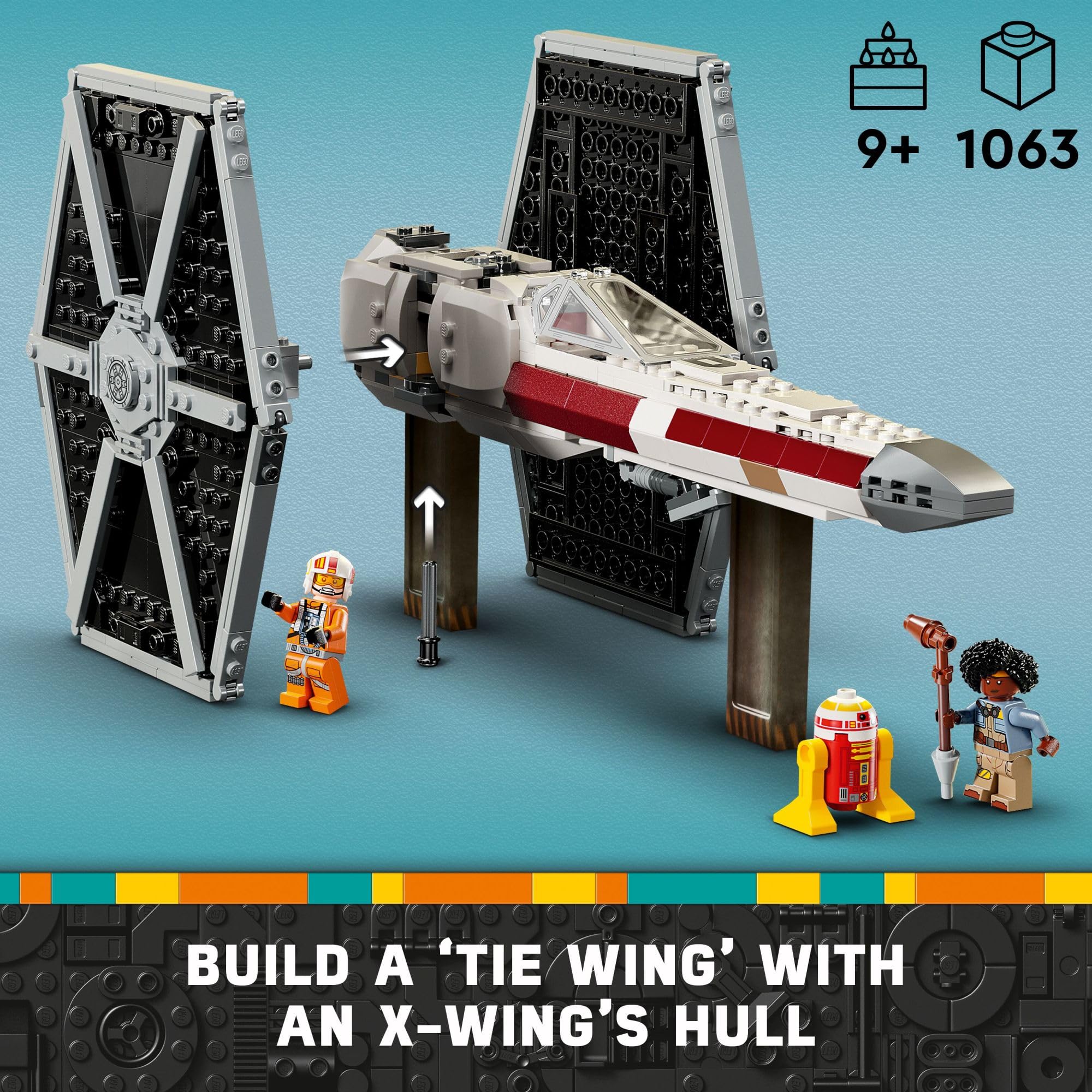 LEGO Star Wars TIE Fighter & X-Wing Mash-Up Building Kit 75393 | Creative Construction Toy for Kids Ages 9+ | Perfect for Star Wars Fans, Birthday Gifts & Collectors | Display Model or Space Battle Pretend Play