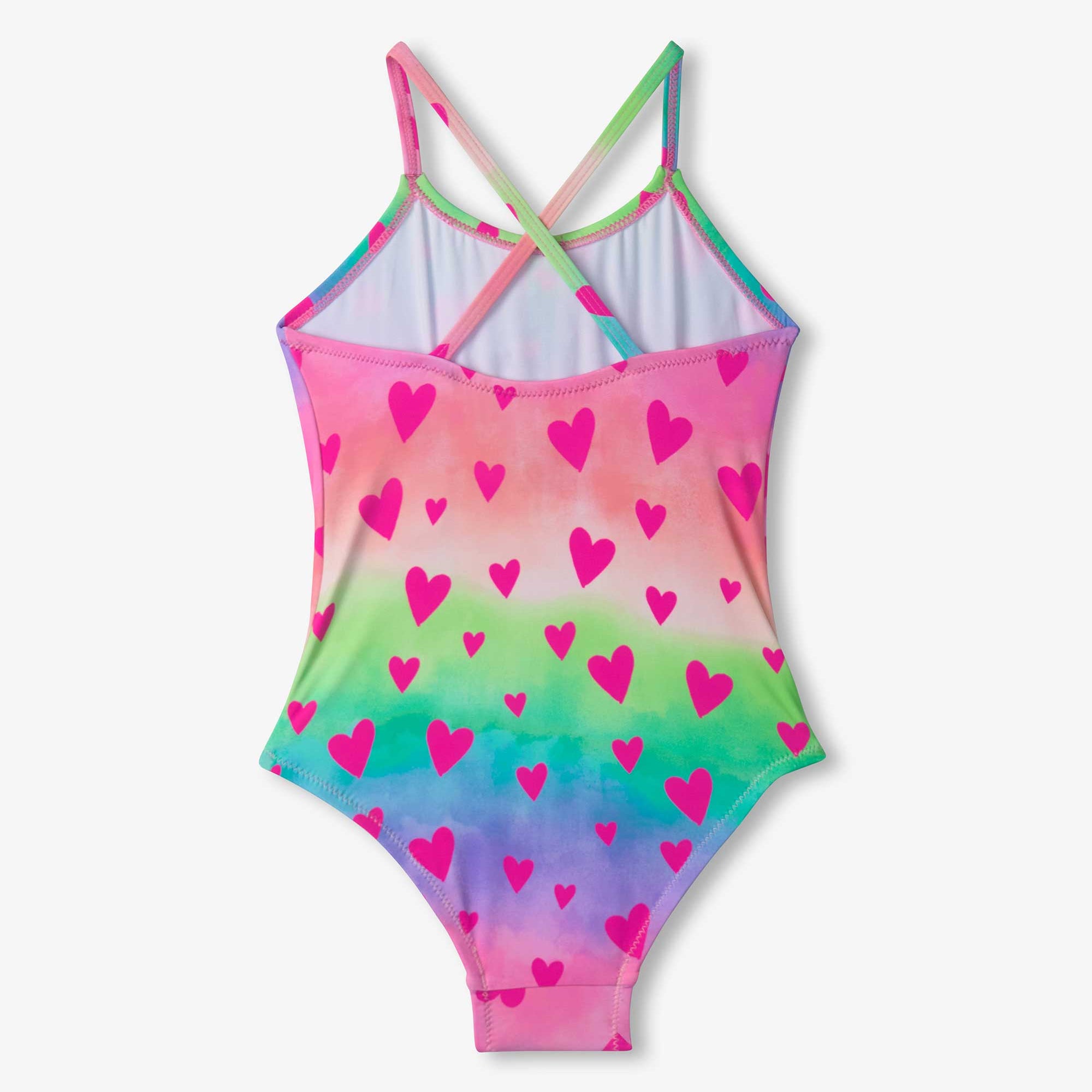 Hatley Kaleidoscope Hearts Ruched Front Swimsuit for Women - Stylish One-Piece Bathing Suit for Beach, Pool & Summer Vacations