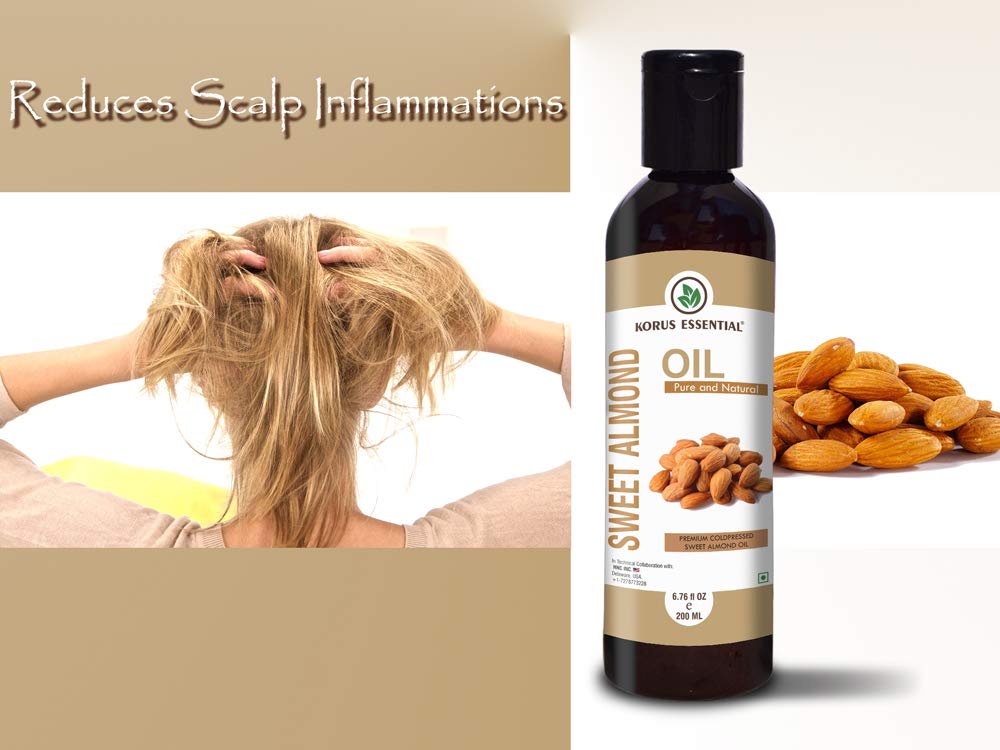 Pure Cold-Pressed Sweet Almond Oil for Hair & Skin Care - 100% Natural, 200ml | Hydrates, Nourishes & Strengthens Hair, Moisturizes Skin - Perfect for DIY Beauty & Massage