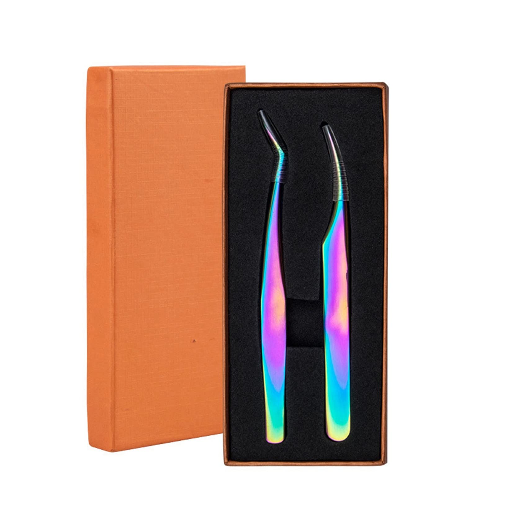 2-Piece Stainless Steel Eyelash & Eyebrow Tweezers Set - Professional Eyelash Extension Tools for Salon & Home Use - Perfect for Precise Hair Removal, Makeup Application & Beauty Treatments