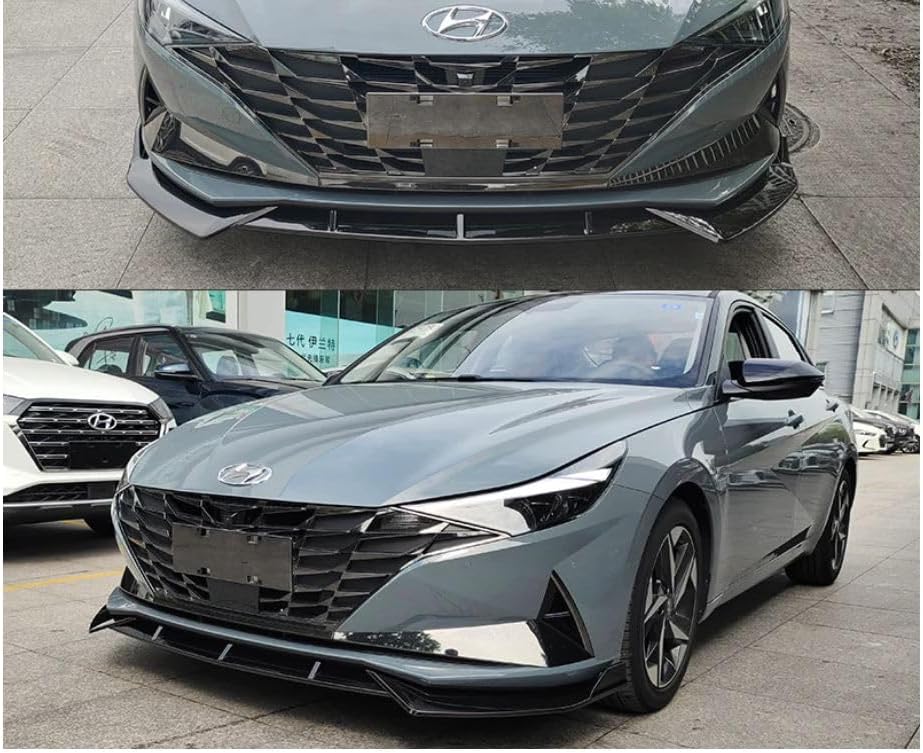 2021-2024 Hyundai Elantra Sedan Front Bumper Lip Spoiler - 3 Piece Style Body Kit for Improved Aerodynamics & Sporty Look - Perfect for Car Enthusiasts & Street Racing
