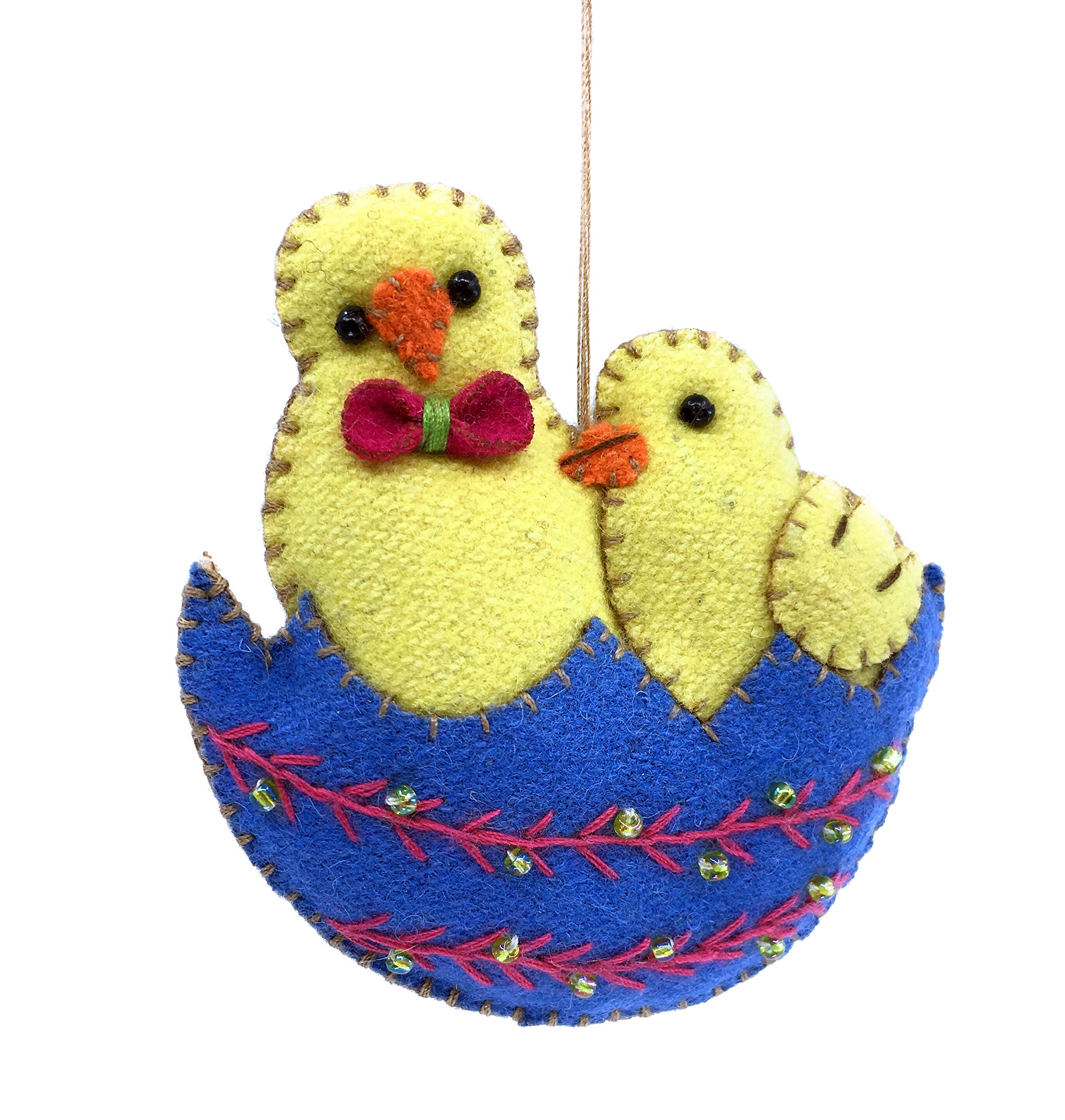 Ruth + Wilde Chicks in Hatched Egg Easter Hanging Ornament - Handmade Easter Decor for Spring, Home, Party & Gift Giving