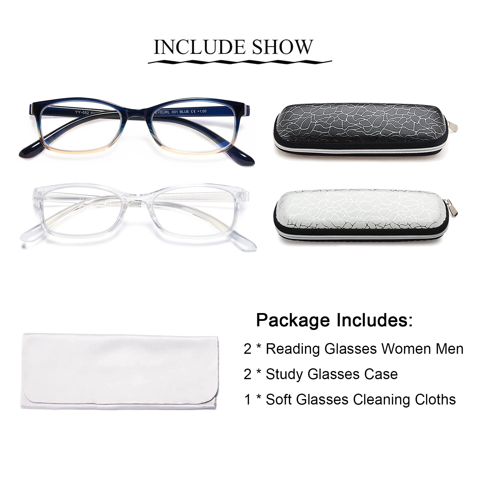 2 Pack Blue Light Blocking Reading Glasses for Women & Men - Lightweight TR90 Frame, Anti-Glare, UV Protection, Reduce Eye Strain - Perfect for Computer Work, Reading & Gaming