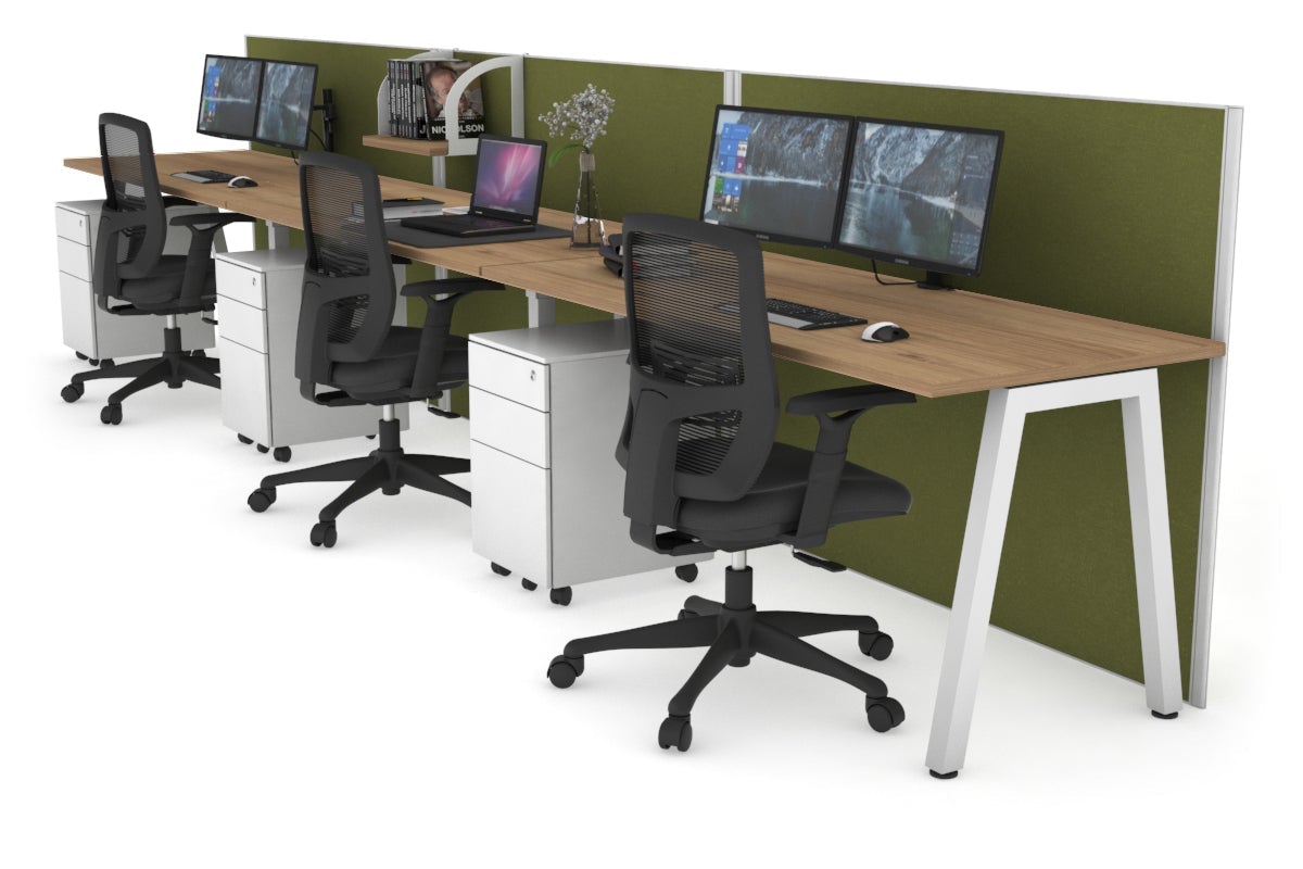 Horizon Quadro 3-Person Standing Desk - 1400L x 700W Adjustable Office Workstation for Collaborative Workspaces | Perfect for Home Offices, Coworking Spaces & Modern Work Environments