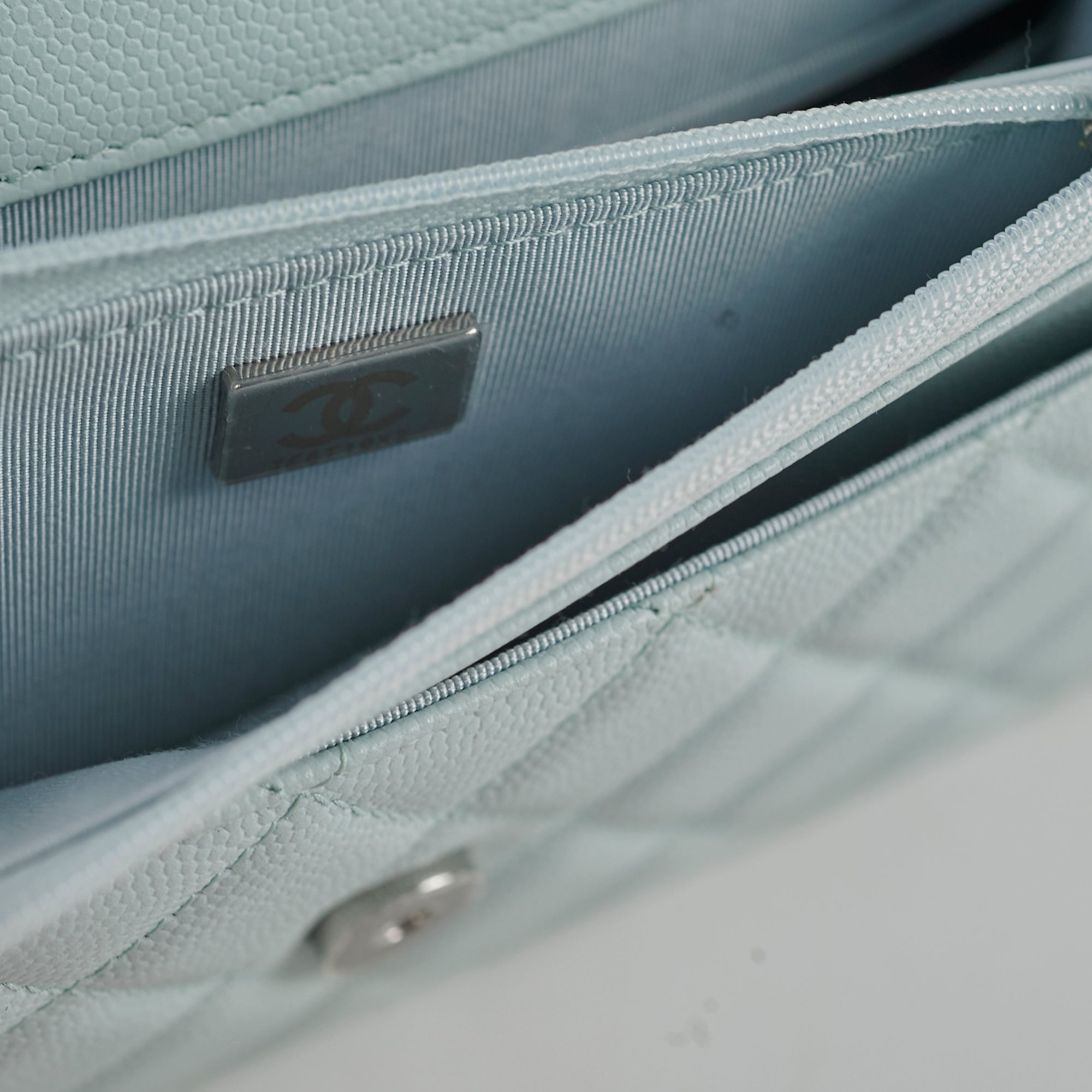 Chanel Caviar Wallet On Chain WOC Light Blue Crossbody Bag with Microchip - Perfect for Evening Events, Travel & Everyday Use