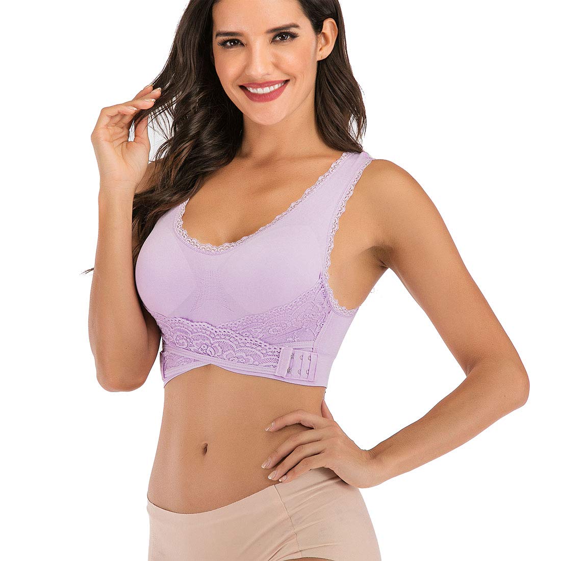Women's Seamless Padded Sports Bra - Yoga & Workout with Side Buckle for Gym & Lounge