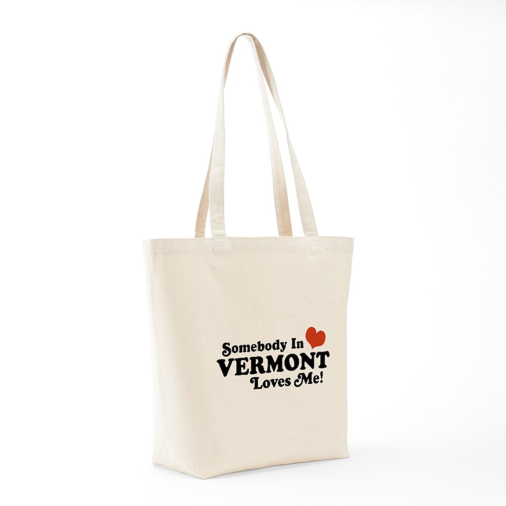 Somebody In Vermont Loves Me Canvas Tote Bag - Eco-Friendly Reusable Shopping Bag for Groceries, Beach & Daily Use | CafePress