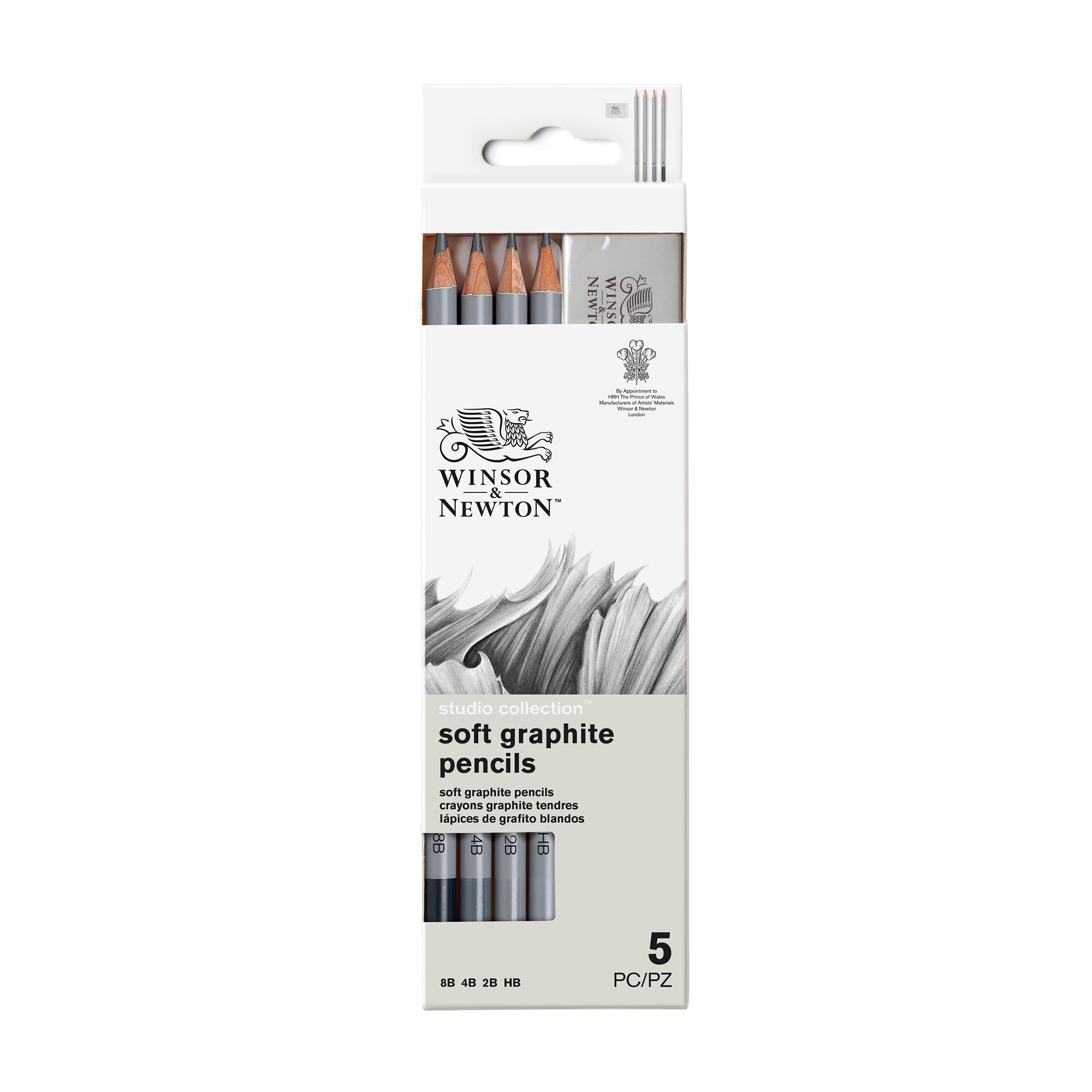 5-Piece Professional Studio Graphite Pencil Set - Soft (2B-6B) for Sketching, Drawing & Shading - Perfect for Artists, Students & Designers