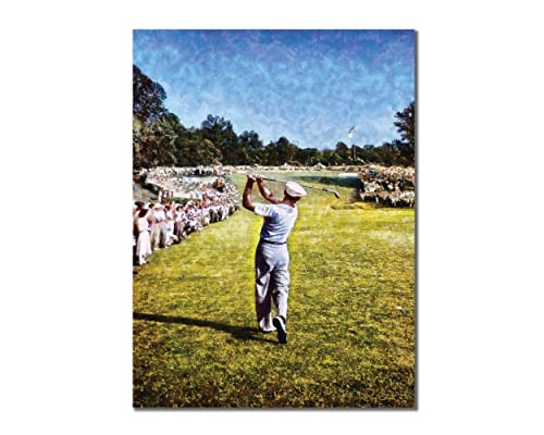 Ben Hogan Famous 1 Iron Shot at Merion US Open - PGA Pro Golfer Golf Hole Art Print on 40x50 Polyester Canvas - Perfect for Golf Lovers & Home Office Decor