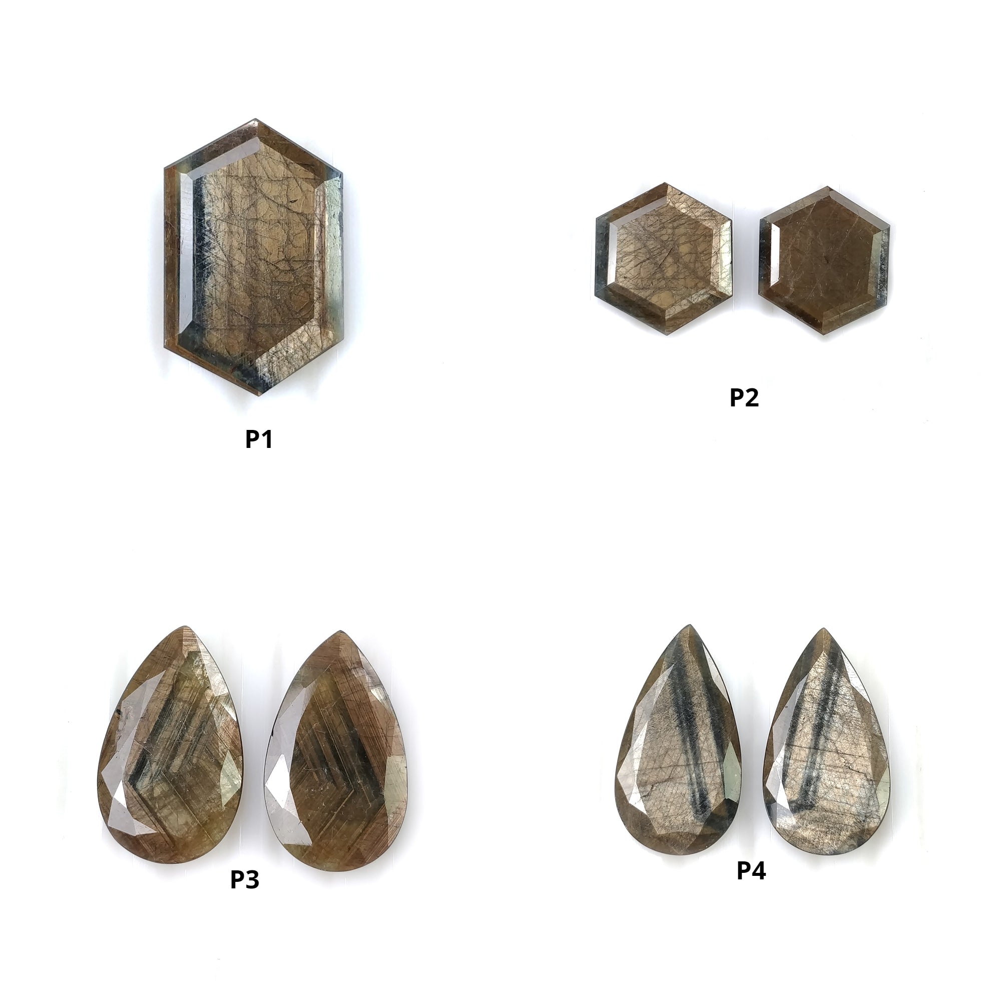 Natural Untreated Golden Brown Chocolate Blue Sheen Sapphire Gemstone - Hexagon Pear Shape (1pc or Pair) | Jewelry Making, Engagement Rings, Healing Crystals Collection