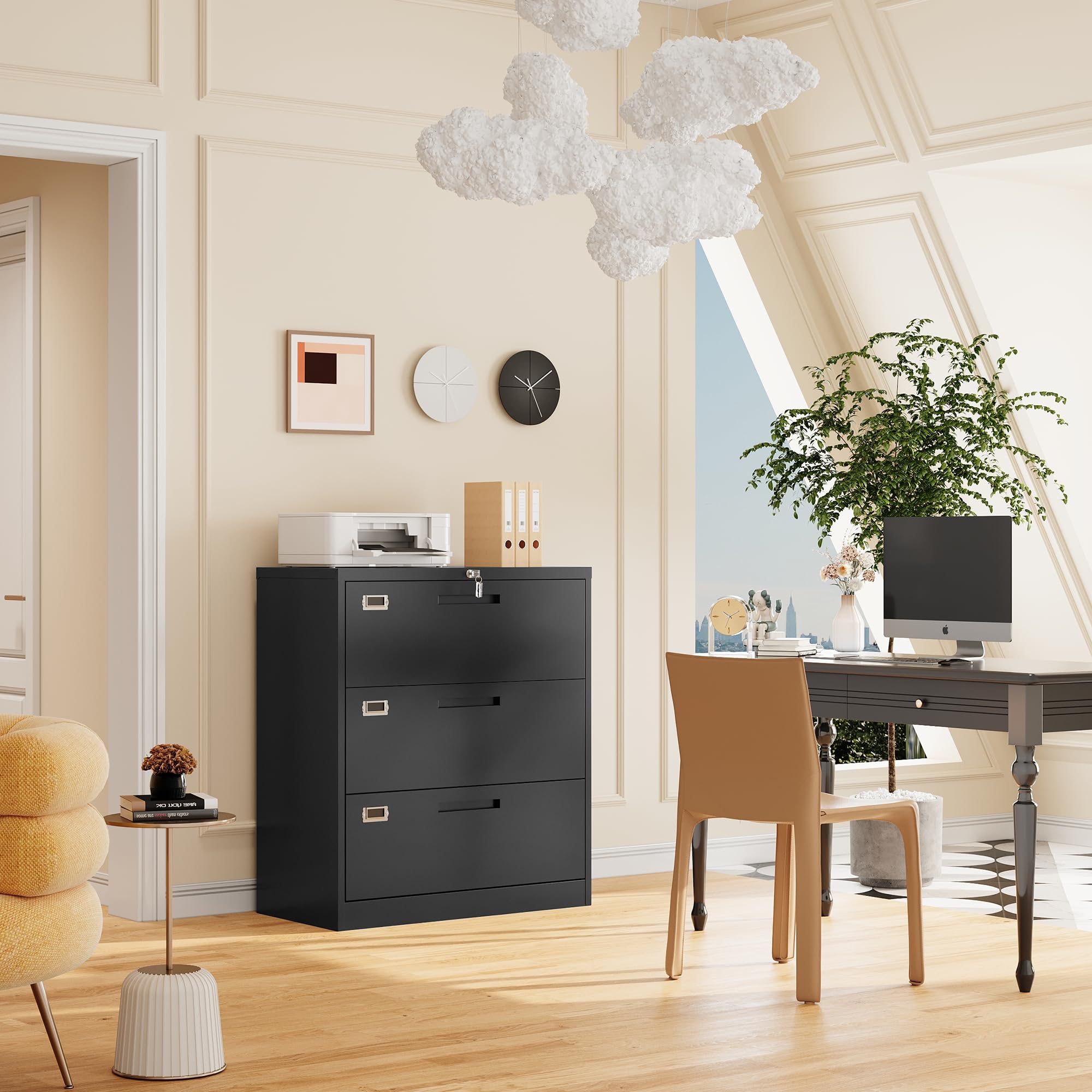 3-Drawer Lateral File Cabinet with Lock - Metal Filing Cabinet for Home Office, Legal/Letter & A4 Size Documents - Secure Storage for Files, Folders & Office Supplies (Ideal for Home, Office & Workspace Organization)