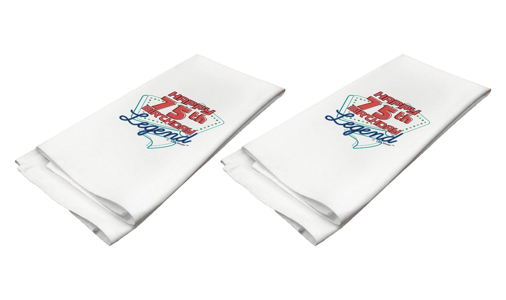 Happy 75th Birthday Decorations for Women - 2 Pack White Legend Themed Kitchen Tea Towels - Perfect for Milestone Birthday Parties, Gift Giving & Home Decor