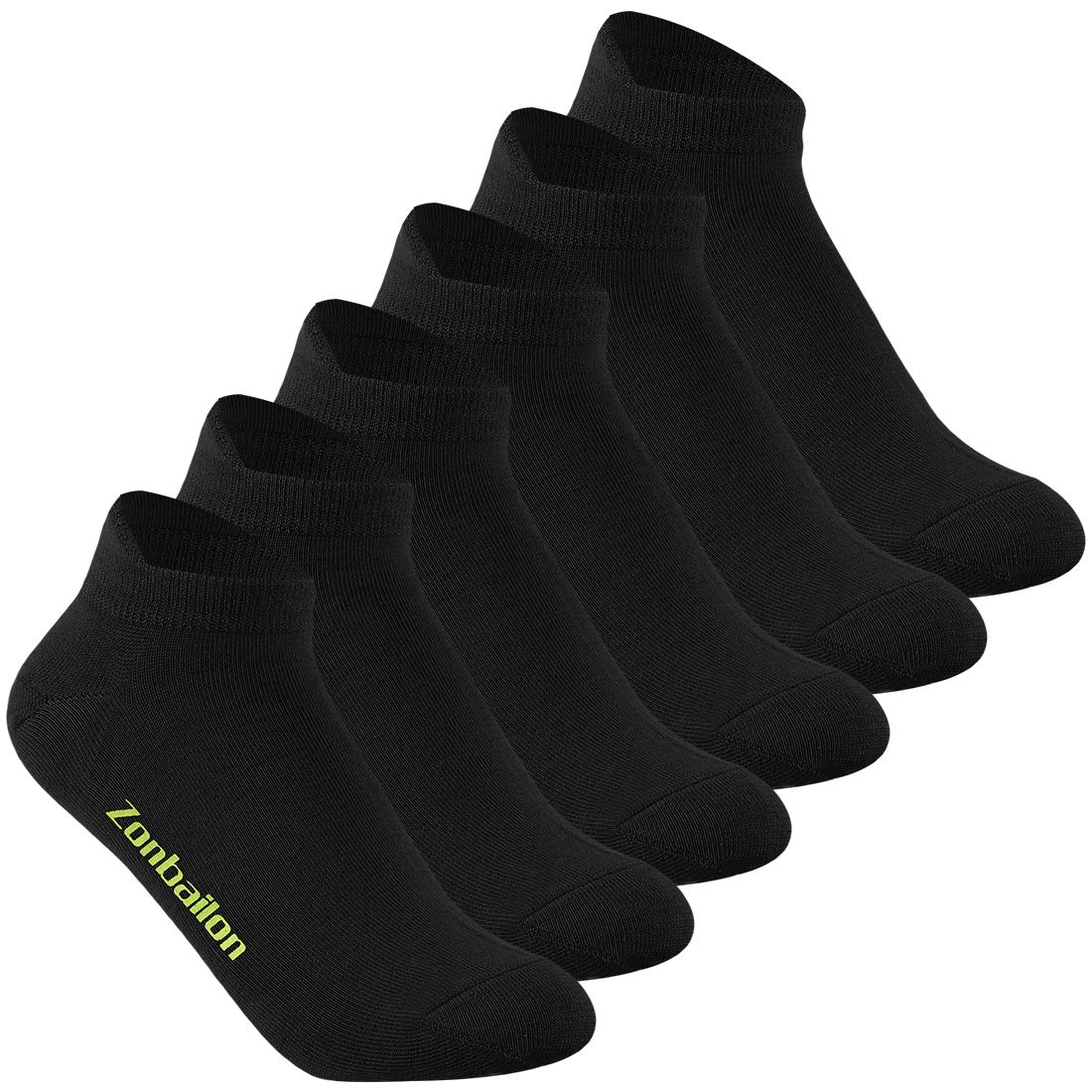 ZONBAILON 6-Pack Men's Athletic Ankle Socks - Low Cut Running Socks with Thick Cushion for Comfort & Breathability - Perfect for Gym, Sports & Everyday Wear