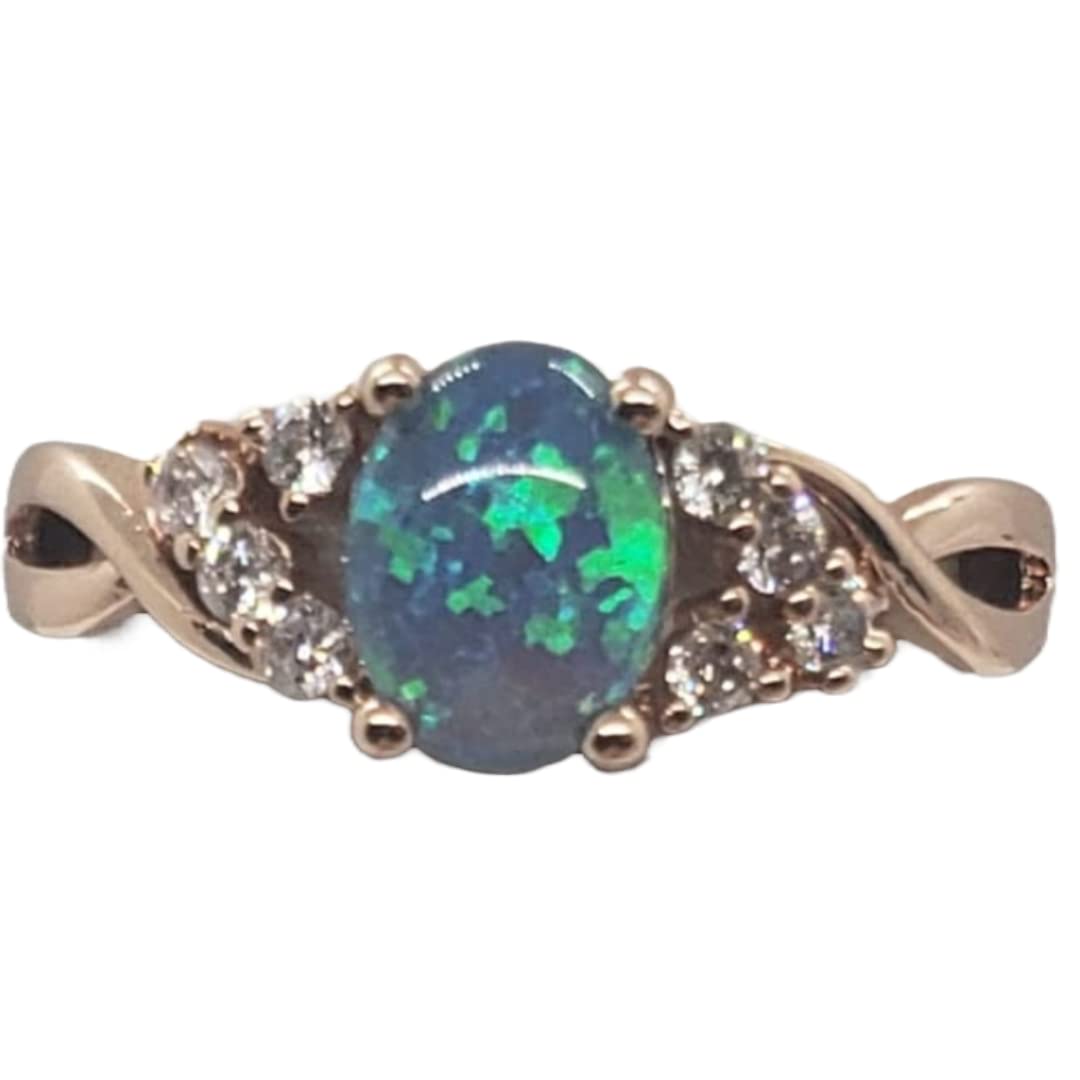 7 Size Blue Fire Opal Topaz Rose Gold Ring for Women - Elegant Jewelry Gift for Anniversary, Birthday & Special Occasions