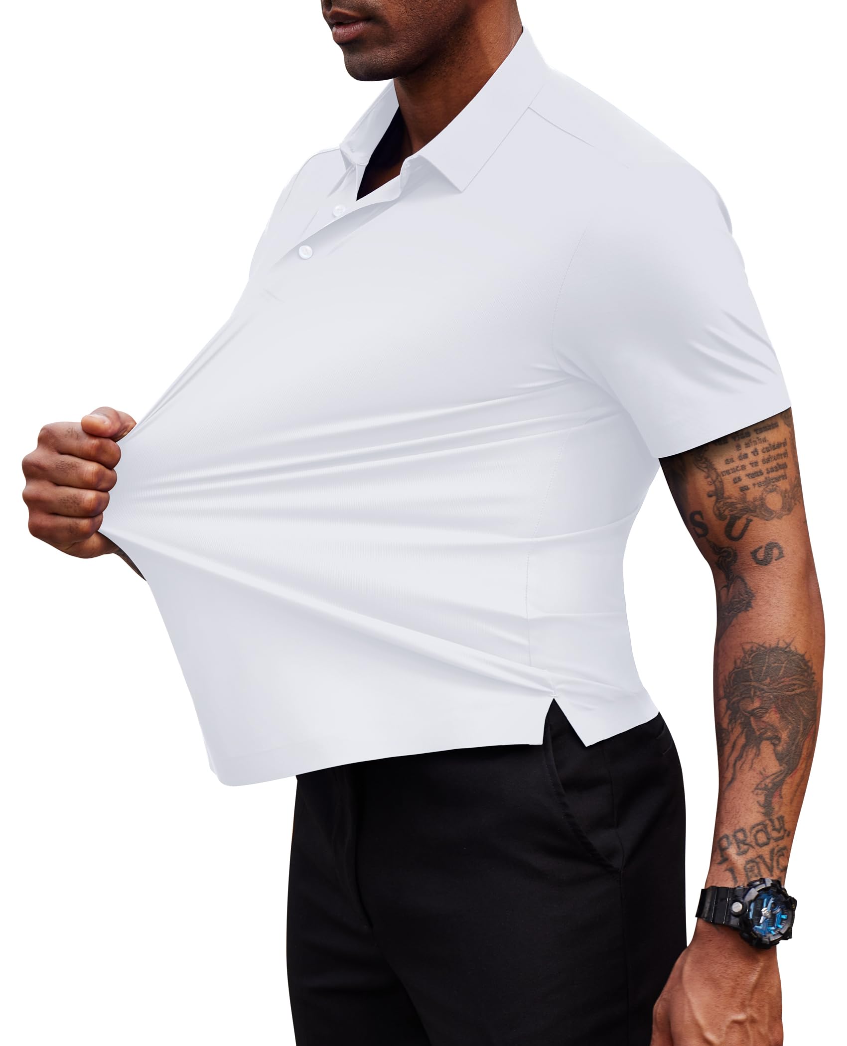 Men's Breathable Stretch Golf Polo Shirts - Short Sleeve Moisture-Wicking Active Shirts for Golf, Tennis & Casual Wear - Lightweight Quick-Dry Performance Tees for Sports & Outdoor Activities