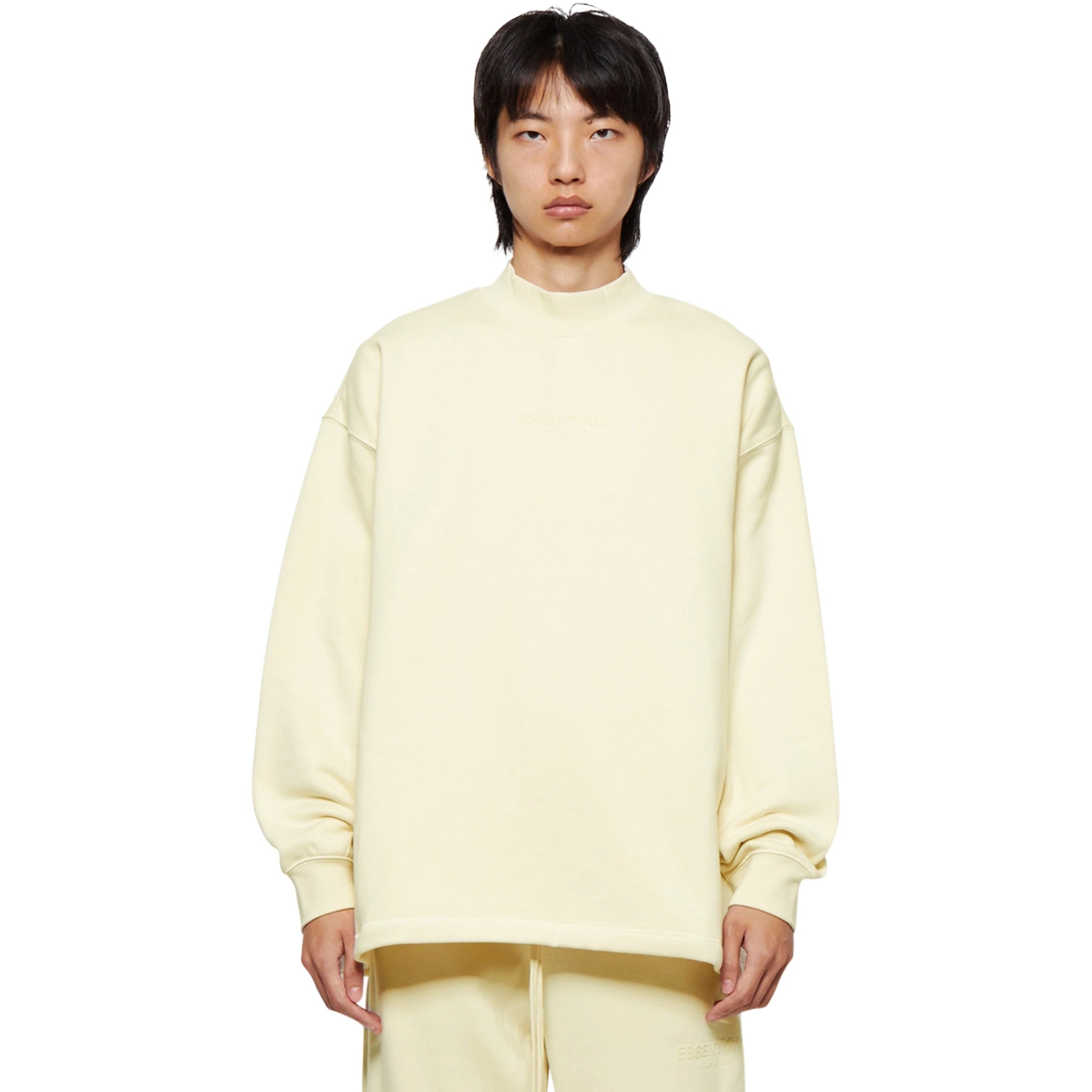 Fear of God Essentials Relaxed Eggshell Crewneck Sweatshirt - Men's Casual Pullover for Streetwear & Loungewear