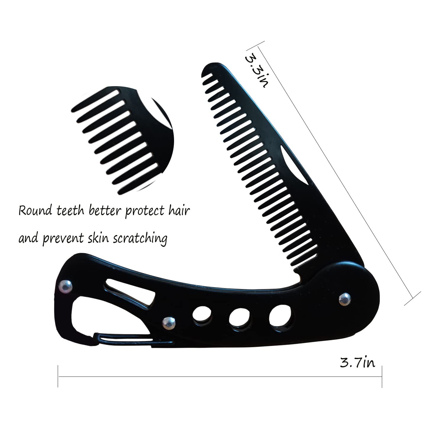 Stainless Steel Folding Beard Comb for Men - Portable Pocket & Wallet Size Travel Comb - Perfect for Grooming, Travel, and On-the-Go Styling