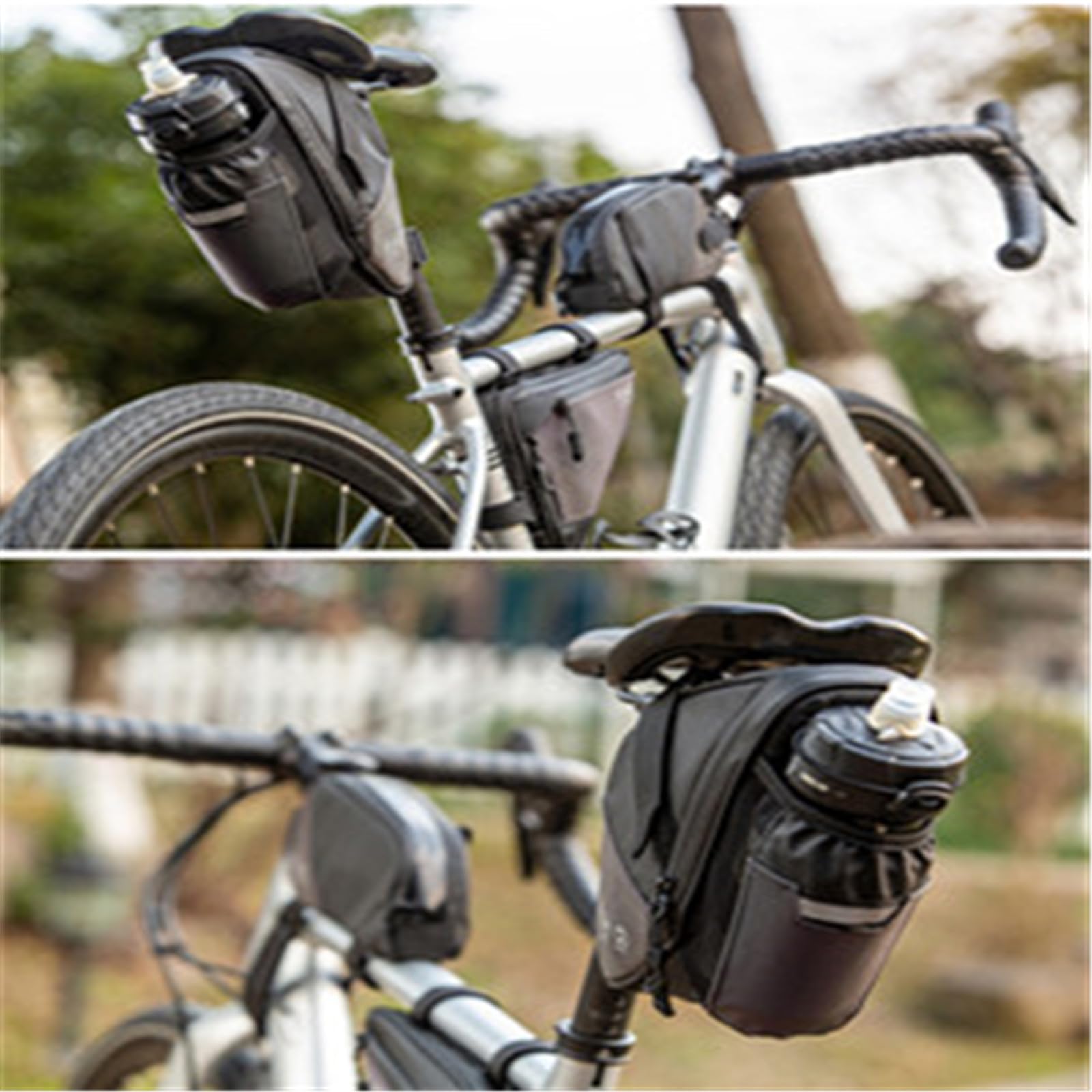 **Waterproof Bike Saddle Bag with Water Bottle Pouch - 1.5L Under Seat Storage for Mountain & Road Bicycles - Ideal for Commuting, Cycling & Outdoor Adventures**