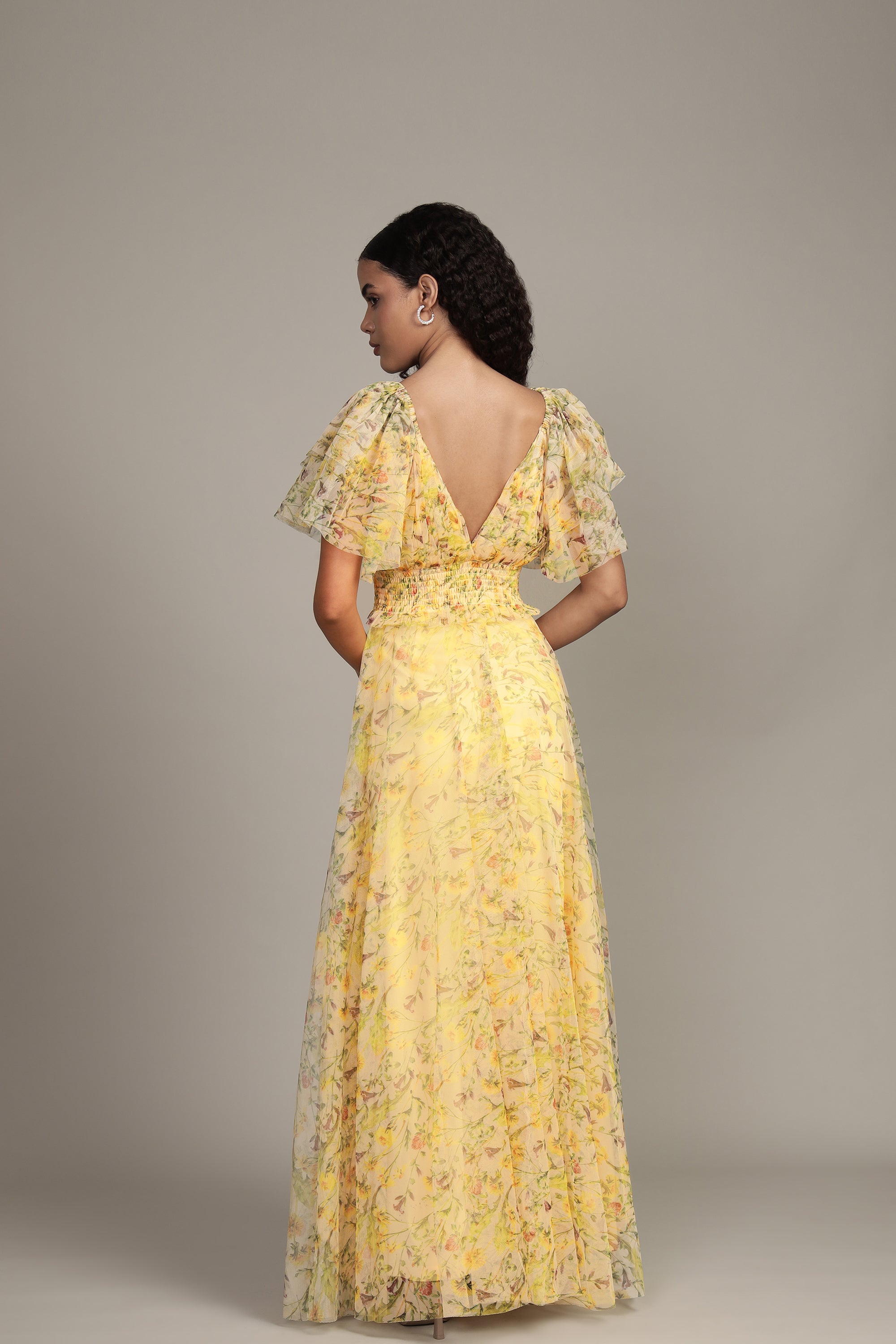 Shelby Yellow Printed Maxi Dress for Women - Flowy Summer Beach Dress with Pockets, Boho Chic Long Dress for Vacations, Parties & Date Nights