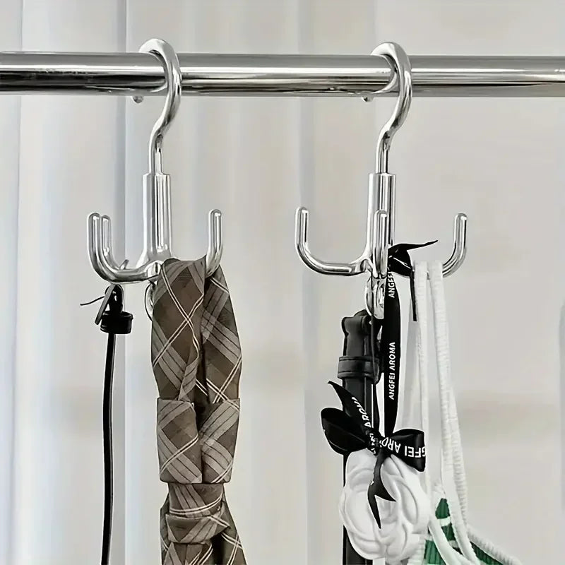 Swivel Quad Hook Hanger - 360° Rotating Heavy Duty Wall Hooks for Hanging Coats, Hats, Bags & More - Perfect for Entryway, Closet & Bathroom Organization