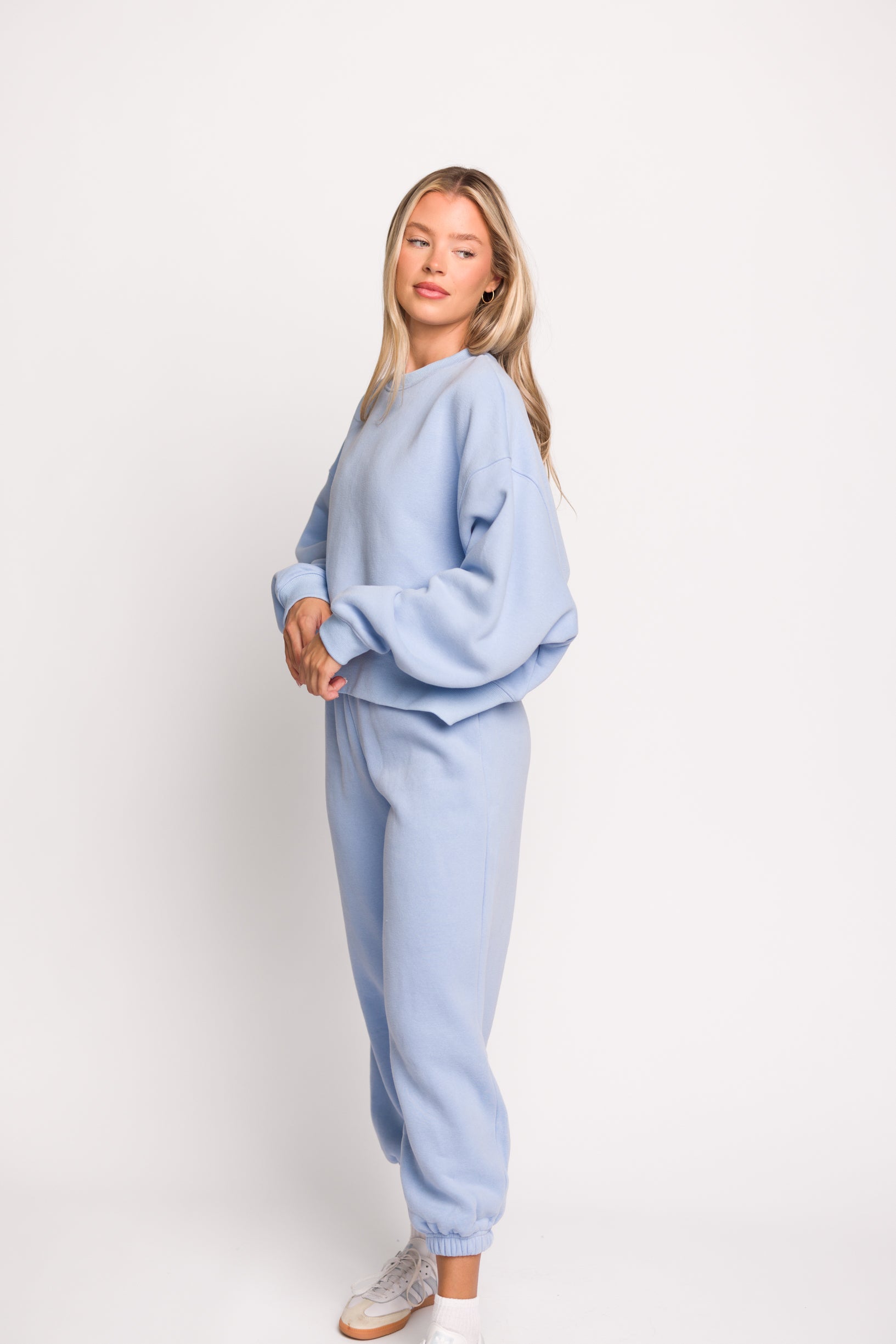 Soft & Cozy Baby Blue Sweatpants for Women - High Waisted Lounge Pants with Pockets - Perfect for Yoga, Running Errands & Relaxing at Home