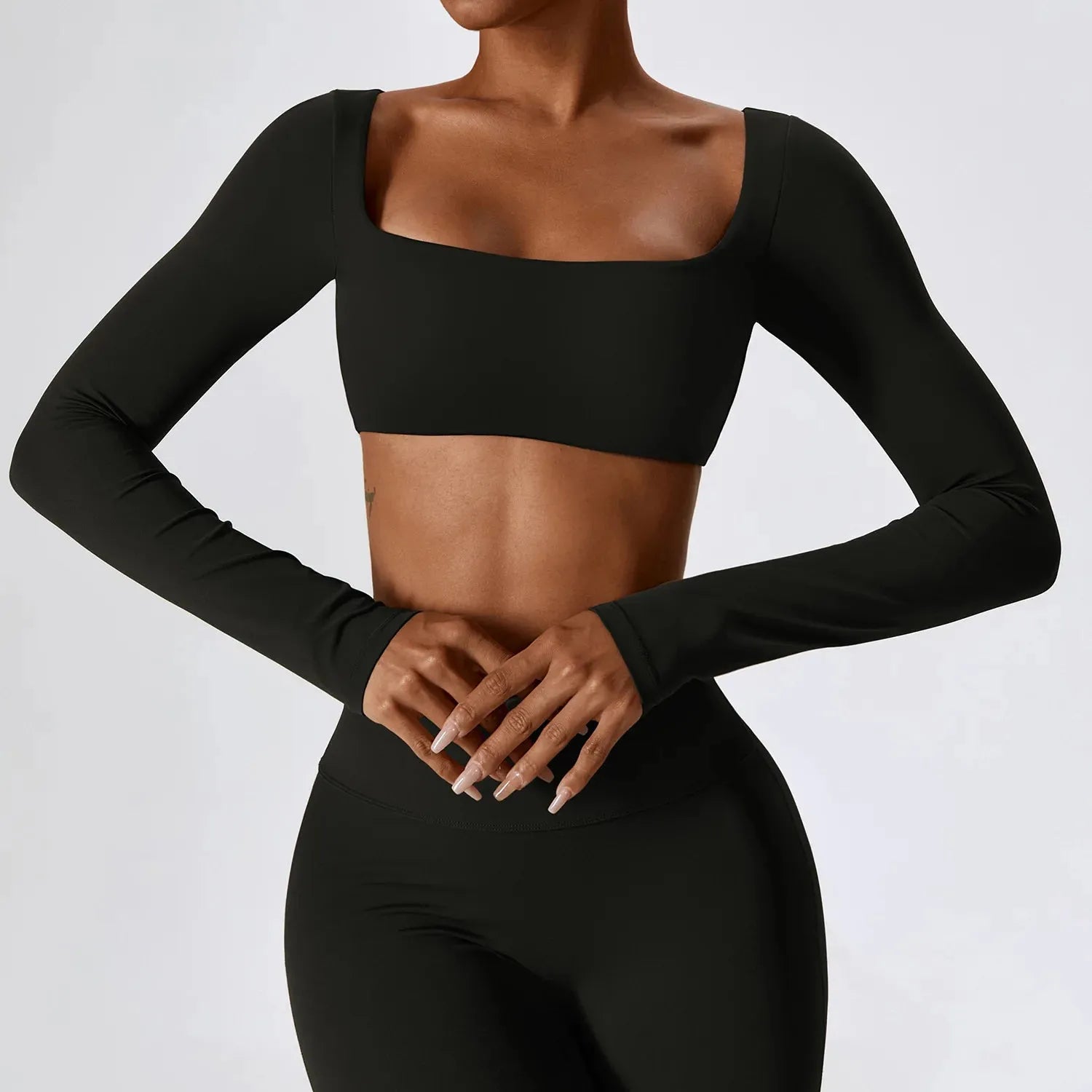 Women's Quick Dry Padded Workout Crop Top - Long Sleeve Gym Shirt for Running, Yoga & Fitness | Moisture-Wicking Push Up Sports Bra for Active Lifestyles