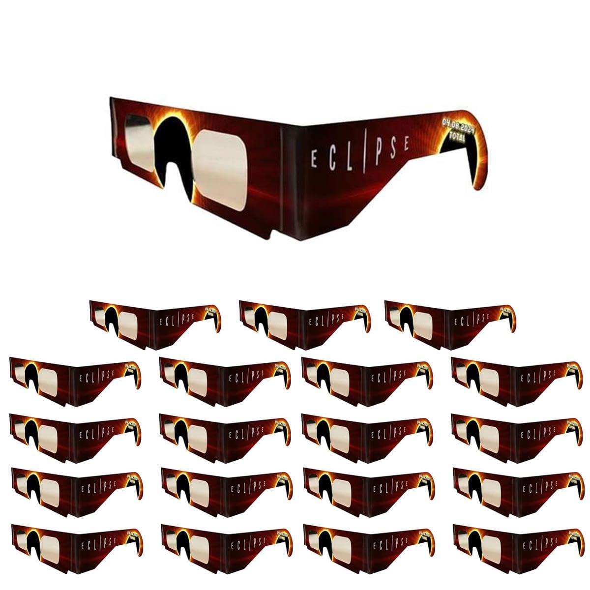 Solar Eclipse Safety Glasses (50-Pack) - ISO & CE Certified for Direct Sun Viewing - Perfect for Solar Eclipses, Astronomy Events & Outdoor Activities