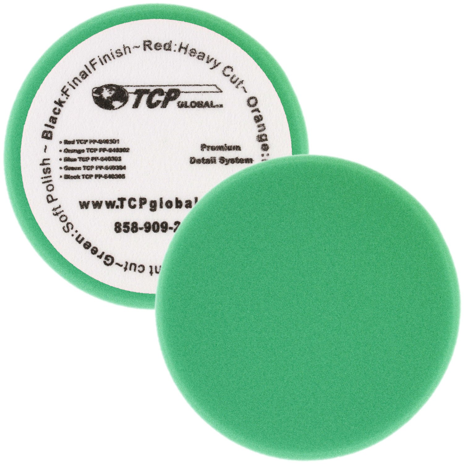 6.5 Inch Green Soft Polishing Foam Pad with Hook & Loop Backing - Perfect for Car Detailing, Auto Polishing, Buffing & Waxing - Ideal for Finishing & Pre-Finishing on All Paint Surfaces - Great for Paint Sealants, Waxes & Professional Detailing Kits