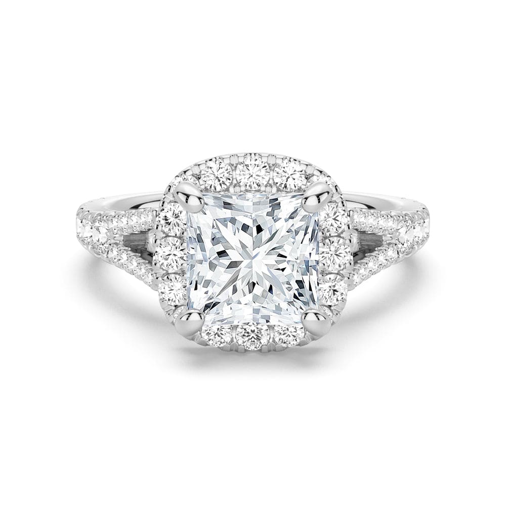 Princess Cut Split Shank Moissanite Halo Engagement Ring - 1.5ct Diamond Alternative Wedding Ring for Women, Proposal Gift, Anniversary Jewelry (Perfect for Bridal, Valentine's Day & Special Occasions)