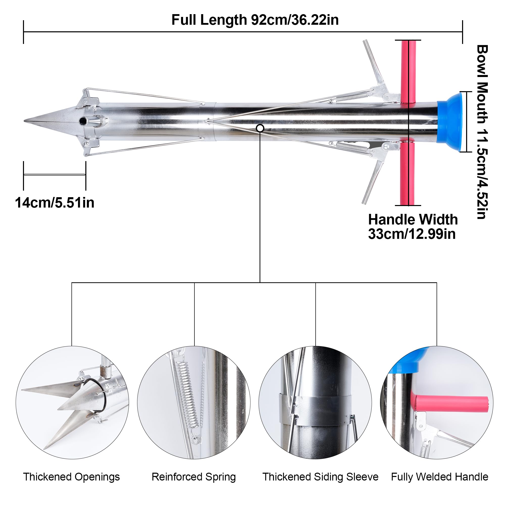 AIWFL Stainless Steel Seedling Transplanter - Long Handled Bulb Planter Tool for Vegetables & Young Plants - Manual Garden Planting Tool for Transplanting Seedlings, Flowers & Bulbs - Perfect for Home Gardening, Landscaping & Farm Use