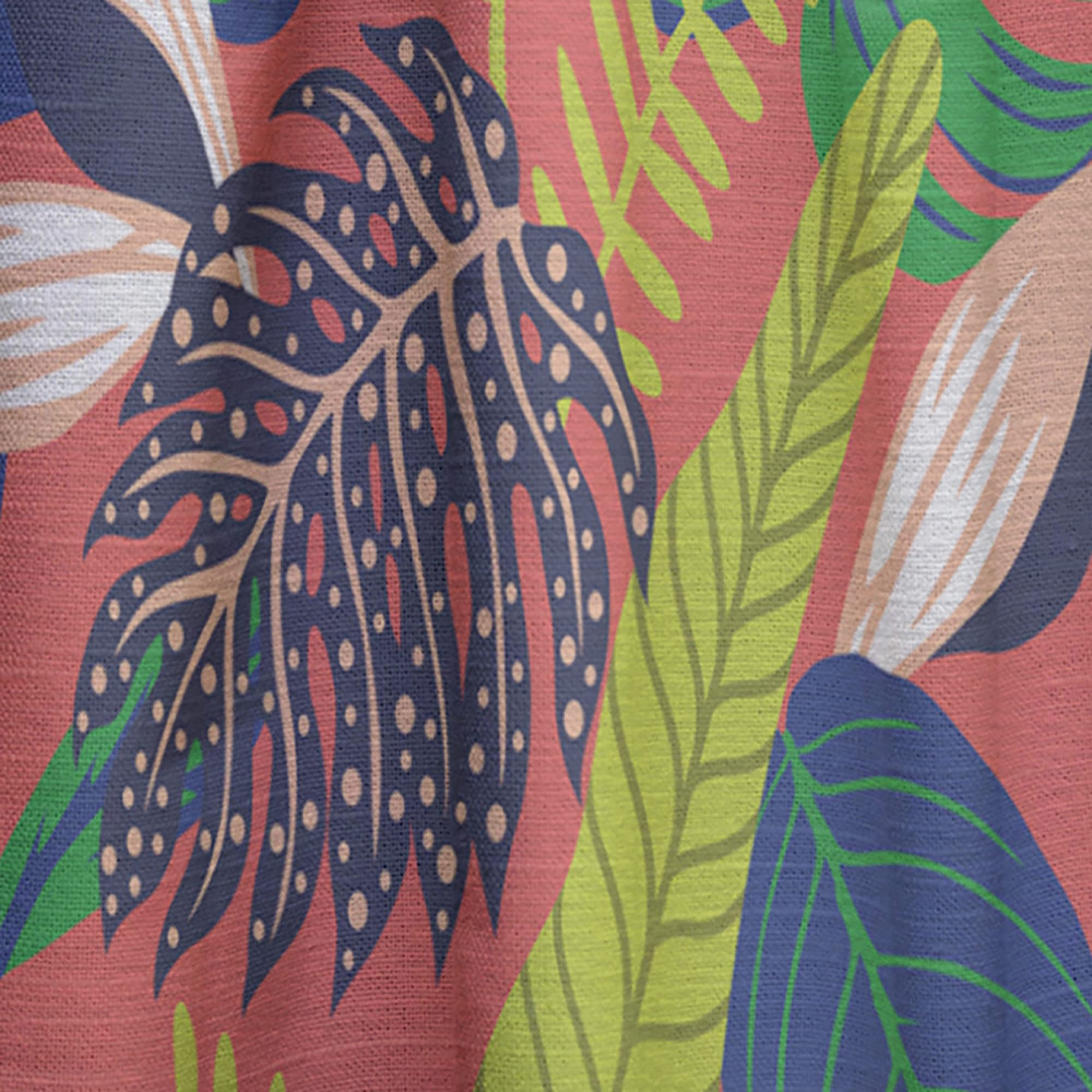 DesignQ Retro Tropical Leaves Blackout Curtains - Thermal Insulated Single Panel 52x90 Inches - Bedroom & Living Room Window Drapes for Privacy, Sun Protection & Energy Savings