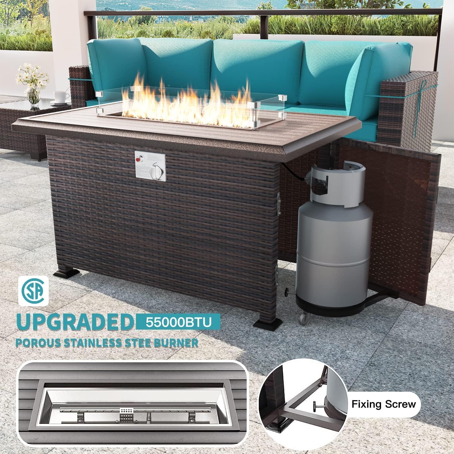 8-Piece Outdoor Patio Furniture Set with 43