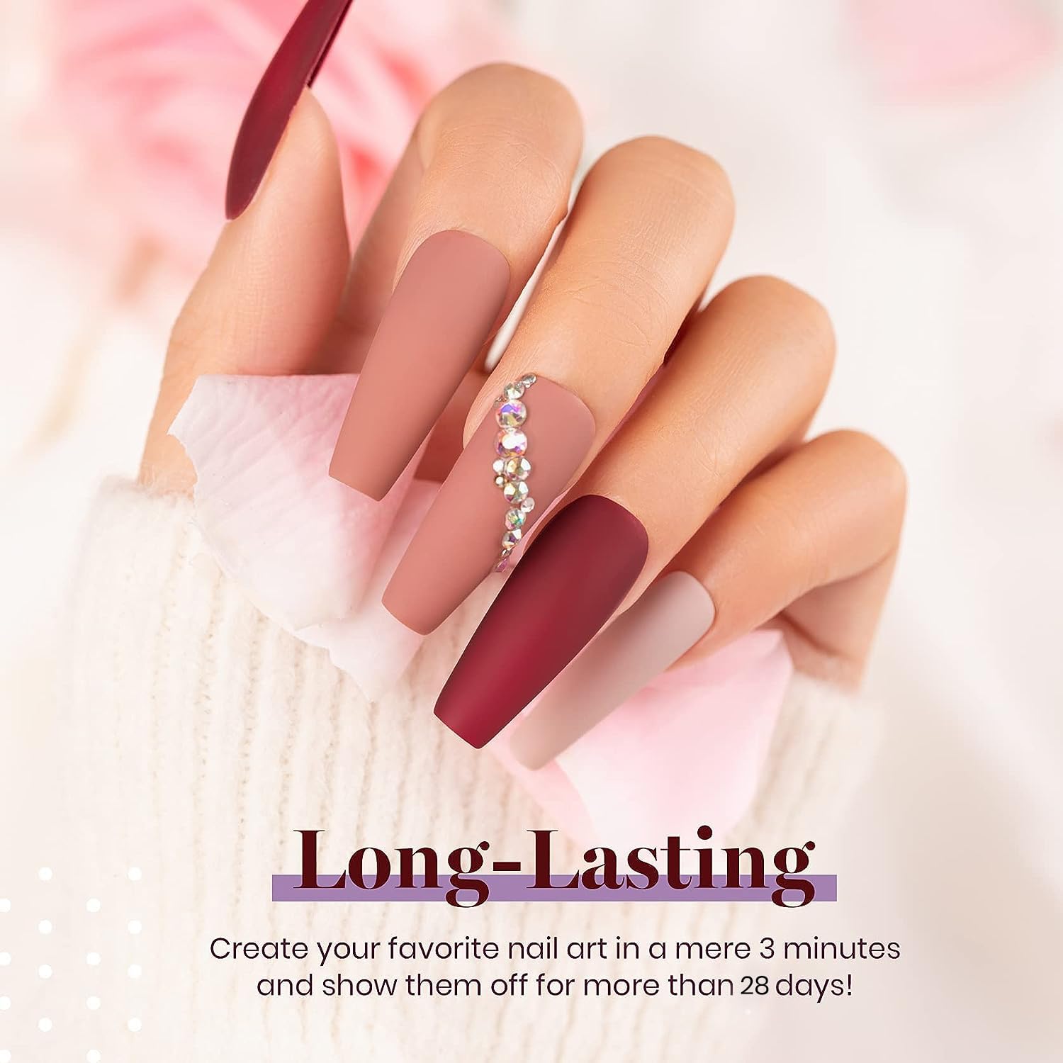 Beetles Gel Nail Polish Set - Burgundy Red Soak Off UV/LED Gel Polish Kit with Nail Art Design Tools | Perfect Gift for Women & Girls | At-Home Manicures, Salon Quality Nails, DIY Nail Art
