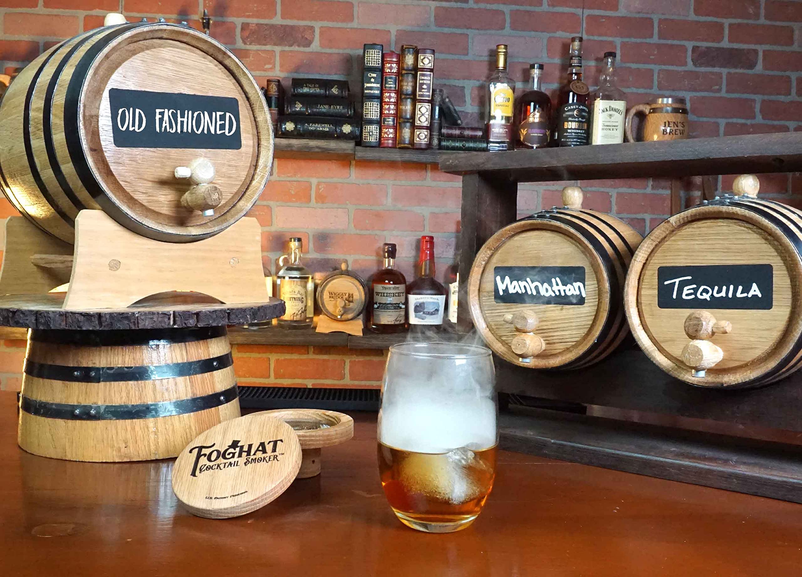 2L Whiskey Barrel Cocktail Aging Kit - Mini Oak Bourbon Barrel with Chalkboard Front, Stand, Spigot & Cocktail Mix - Perfect for Home Bar, Whiskey Making & Unique Gifts for Men - DIY Cocktail Infusion & Bourbon Aging Set for Whiskey Lovers