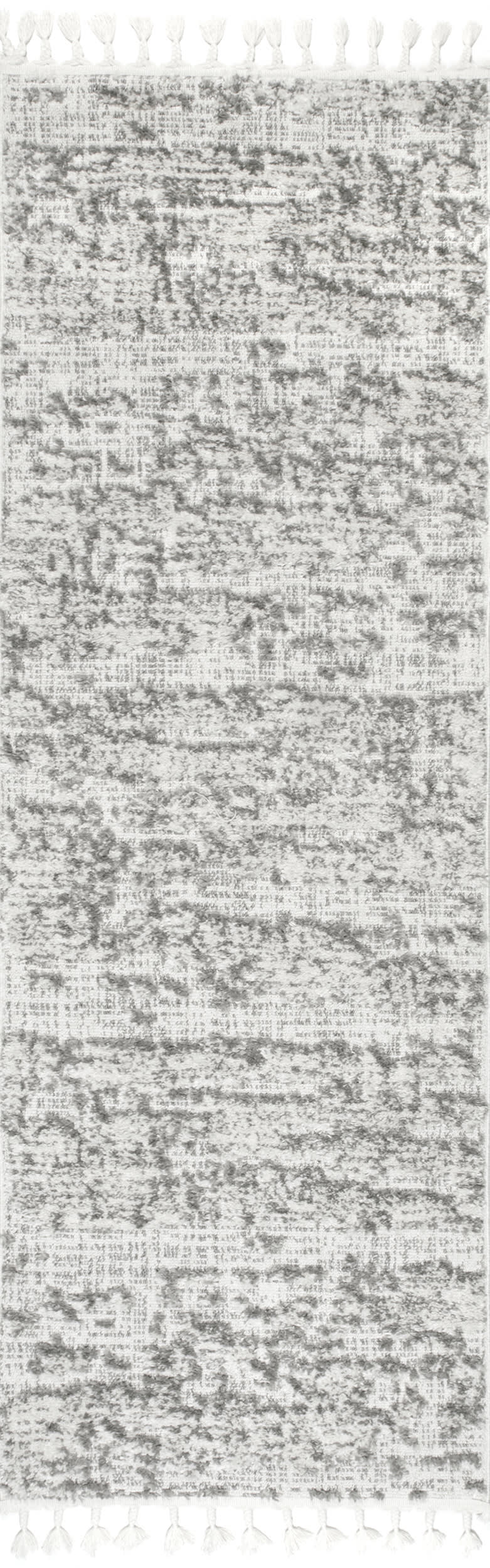 Cloudy Abstract Tasseled Area Rug in Grey - Soft Bohemian Floor Mat for Living Room, Bedroom or Nursery Decor