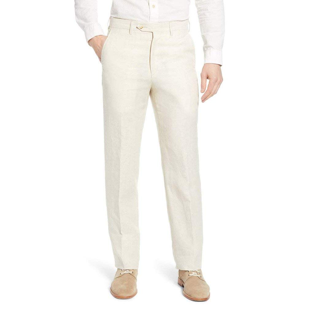 Country Club Prep Linen Pants for Men - Stone Color | Lightweight Summer Casual Pants | Perfect for Golf, Yacht Club & Resort Wear