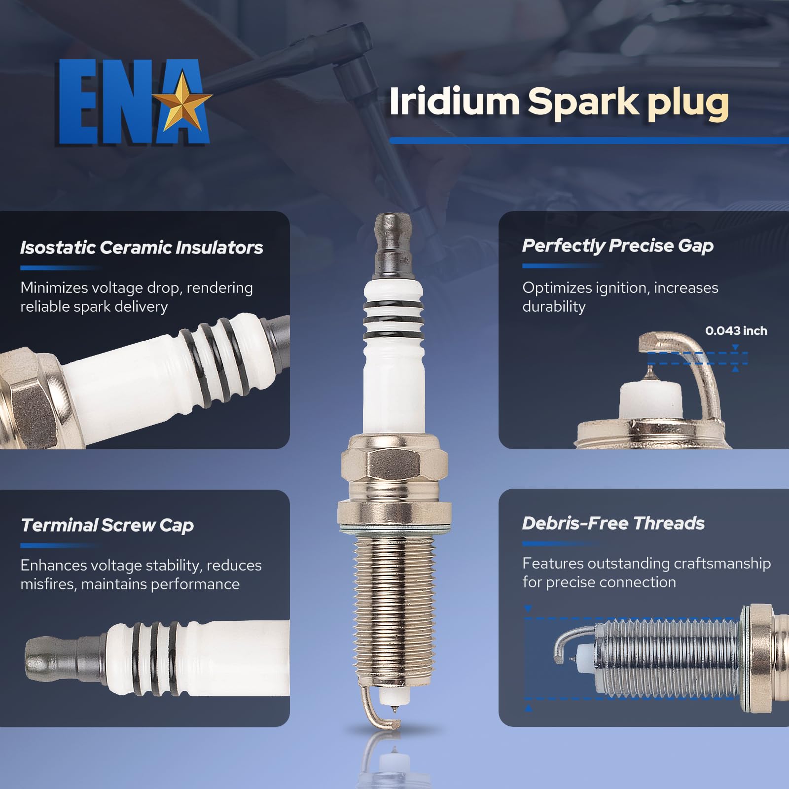 ENA 8 Ignition Coil Pack & 16 Iridium Spark Plugs Set - Compatible with Chrysler Dodge Jeep Ram 5.7L (2009-2020) - Aspen, Challenger, Durango, Commander, Grand Cherokee - Replaces UF504, 92145 - Improves Engine Performance & Fuel Efficiency for Daily Driving & Off-Road Adventures
