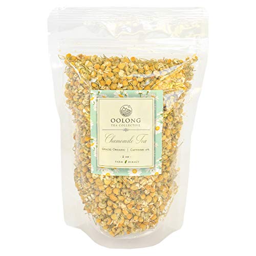 Organic Chamomile Tea 100% Natural Herbal Tea from Europe - USDA Certified, Unsweetened, No Added Flavors, Decaffeinated - Cold Relief & Relaxing Sleep Aid - Perfect for Evening Relaxation & Wellness - Oolong Tea Collective (2oz)