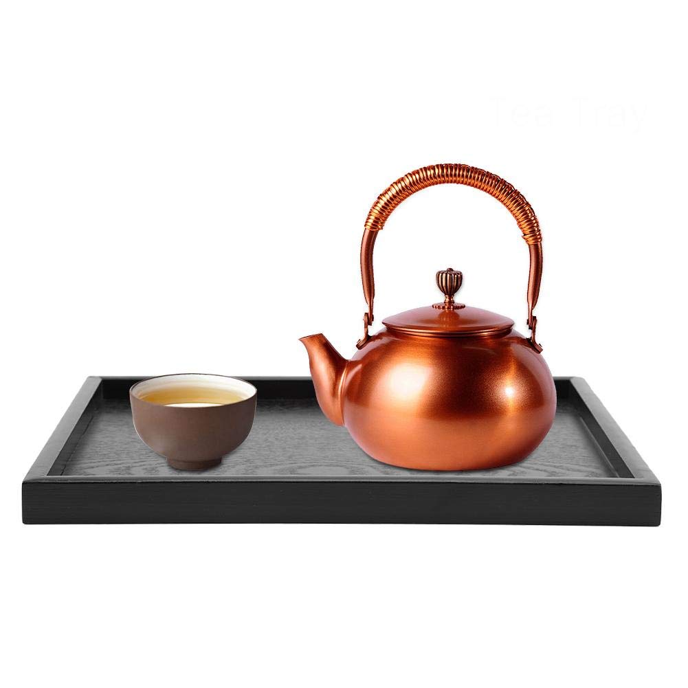 Solid Wood Rectangle Serving Tray - Black Wooden Coffee Table Tray for Food, Tea, Snacks & Meals | Perfect for Breakfast, Dinner, Coffee Table & Party Serving (30x24cm) - Ideal for Home Decor, Dining & Entertaining