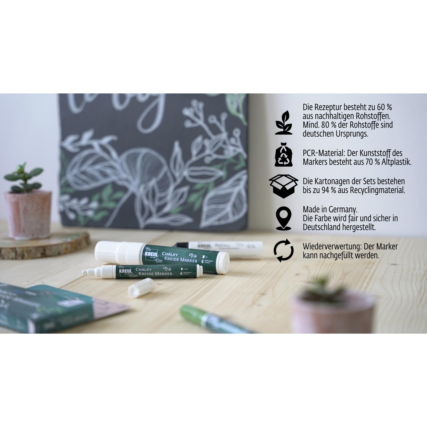 Chalky Chalk Markers - 12 Pack Non-Toxic Liquid Chalk Pens for Blackboards, Glass & Windows - Perfect for Restaurants, Cafes, Classrooms & DIY Home Decor