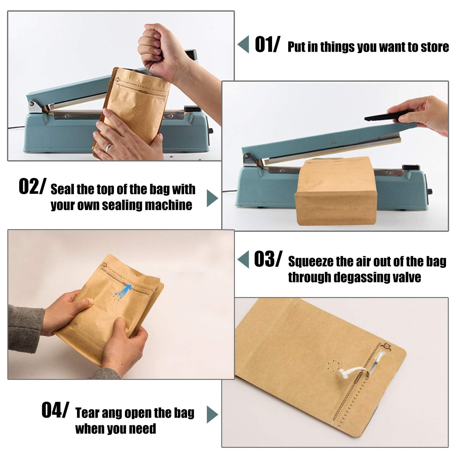 Premium 8oz Kraft Paper Coffee Bags with One-Way Valve - Ideal for Home Cold Brew, Fresh Roast Storage & Coffee Gifting (Pack of 30, Empty Bags) | Perfect for DIY Coffee Enthusiasts & Small Coffee Businesses