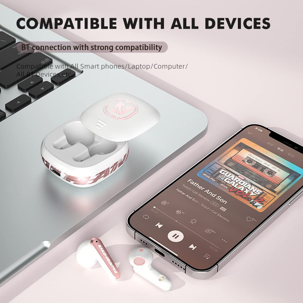 Wireless Bluetooth 5.2 Headphones with ENC, 3D Stereo Sound, Touch Control & IPX7 Waterproof - In-Ear Sport Headset with Charging Case & HD Dual Mics for Calls (Pink) | Perfect for Running, Gym Workouts & Outdoor Activities